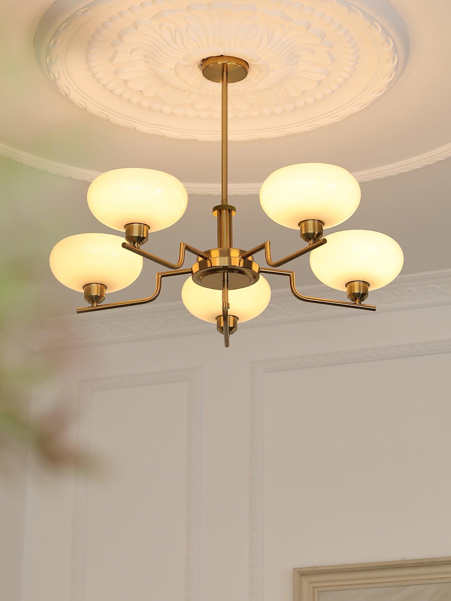 Lustra Glaskugel Pendelleuchte Messingrahmen-Letslighting
