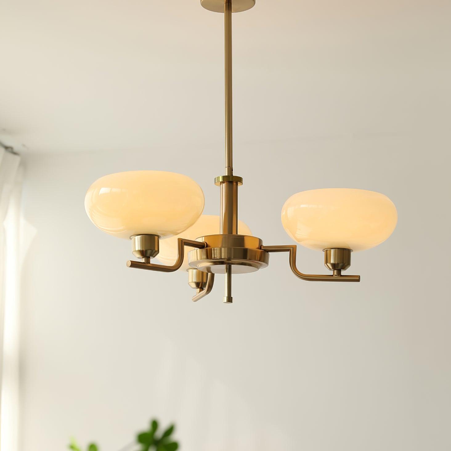 Lustra Glaskugel Pendelleuchte Messingrahmen-Letslighting