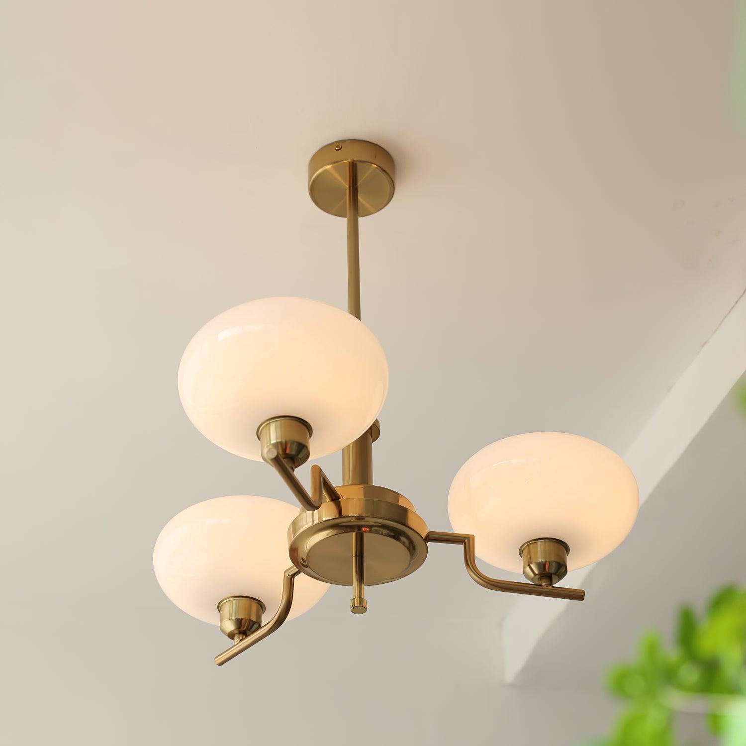 Lustra Glaskugel Pendelleuchte Messingrahmen-Letslighting