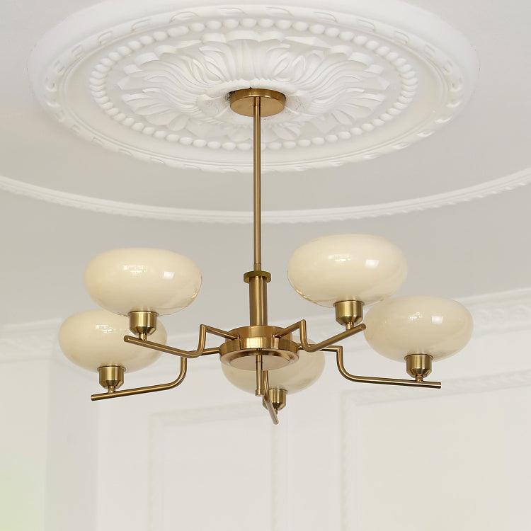 Lustra Glaskugel Pendelleuchte Messingrahmen-Letslighting