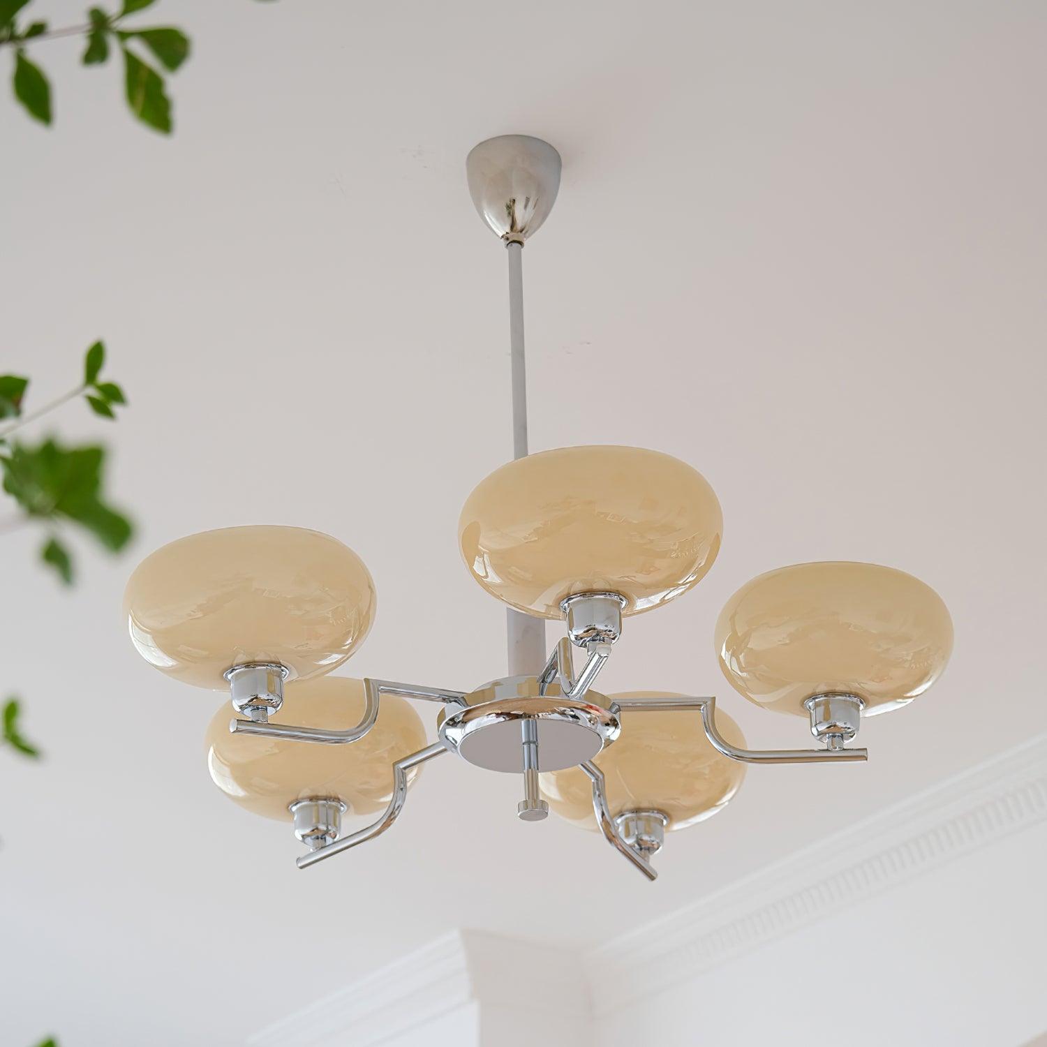 Lustra Glaskugel Pendelleuchte Messingrahmen-Letslighting