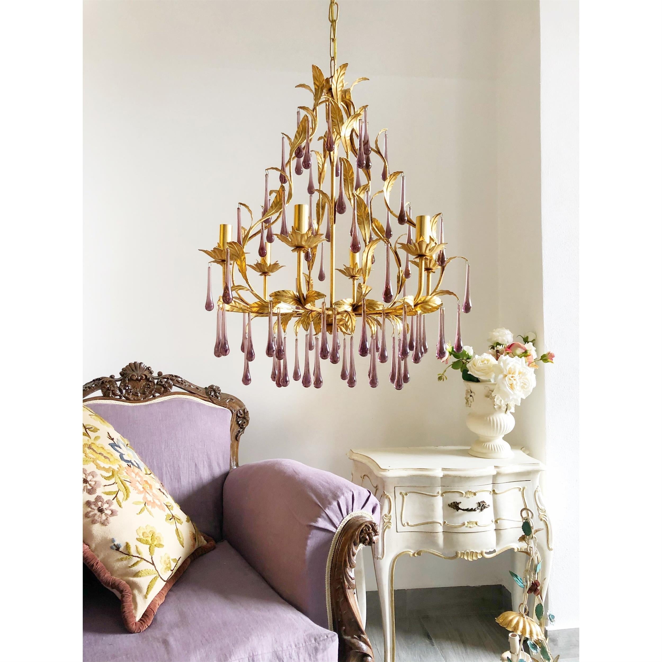 Ilvenel Postmoderner Luxus-Kronleuchter aus Violettem Glas-Letslighting