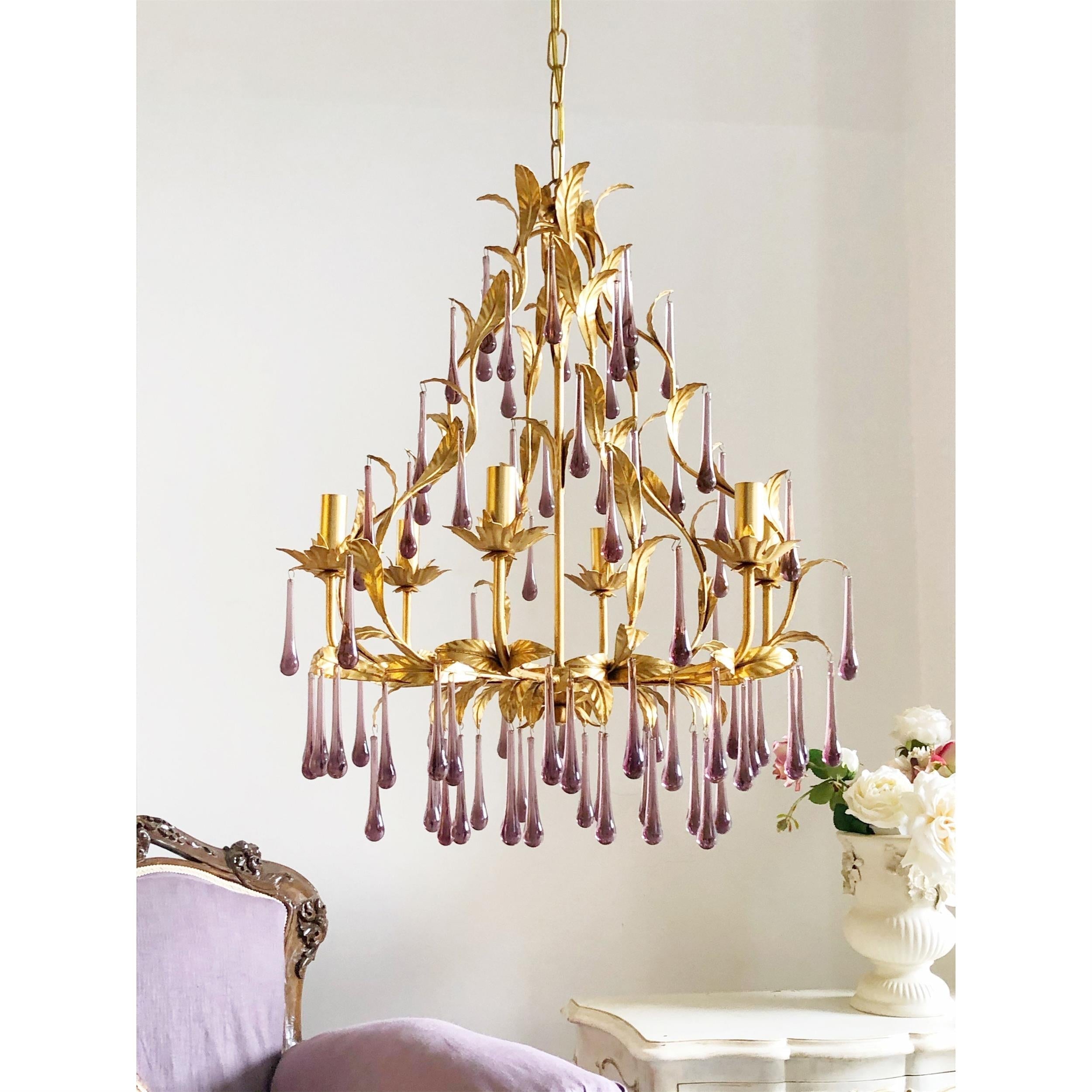 Ilvenel Postmoderner Luxus-Kronleuchter aus Violettem Glas-Letslighting
