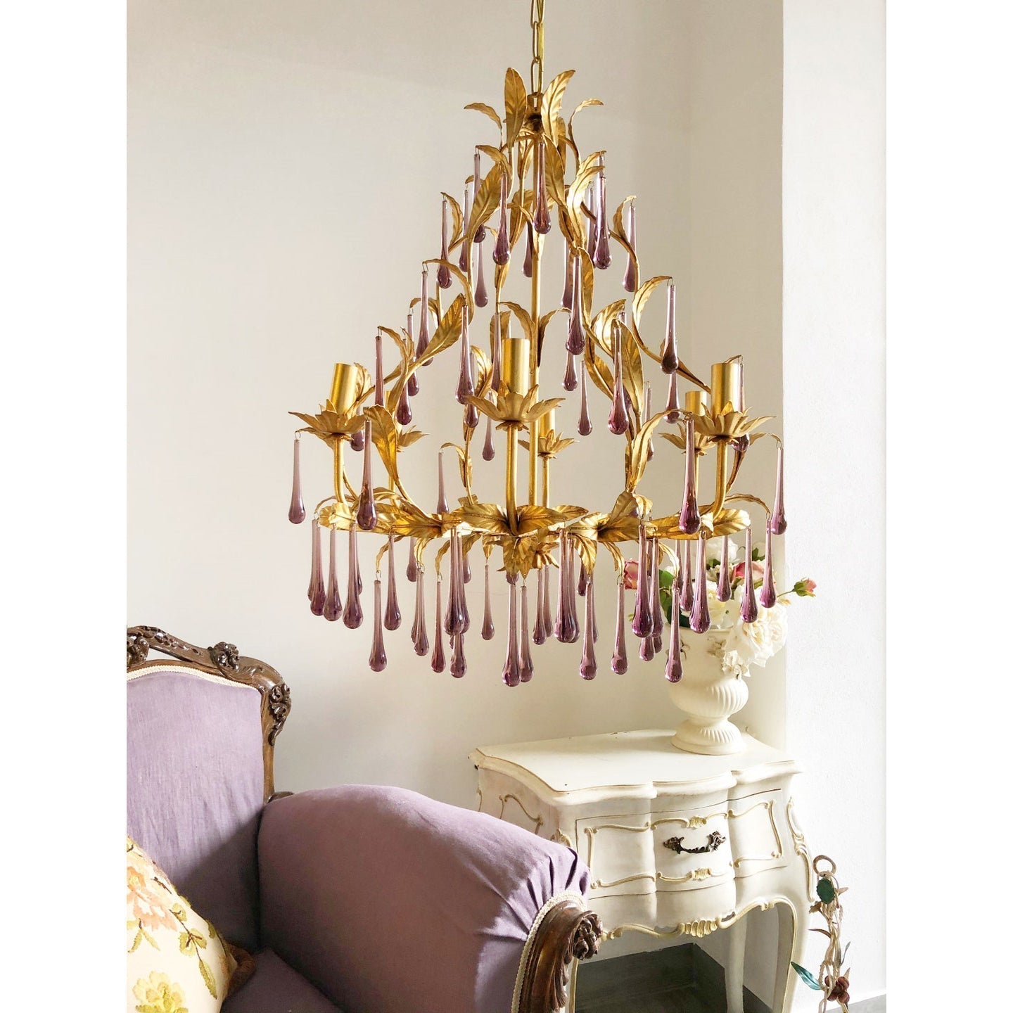 Ilvenel Postmoderner Luxus-Kronleuchter aus Violettem Glas-Letslighting