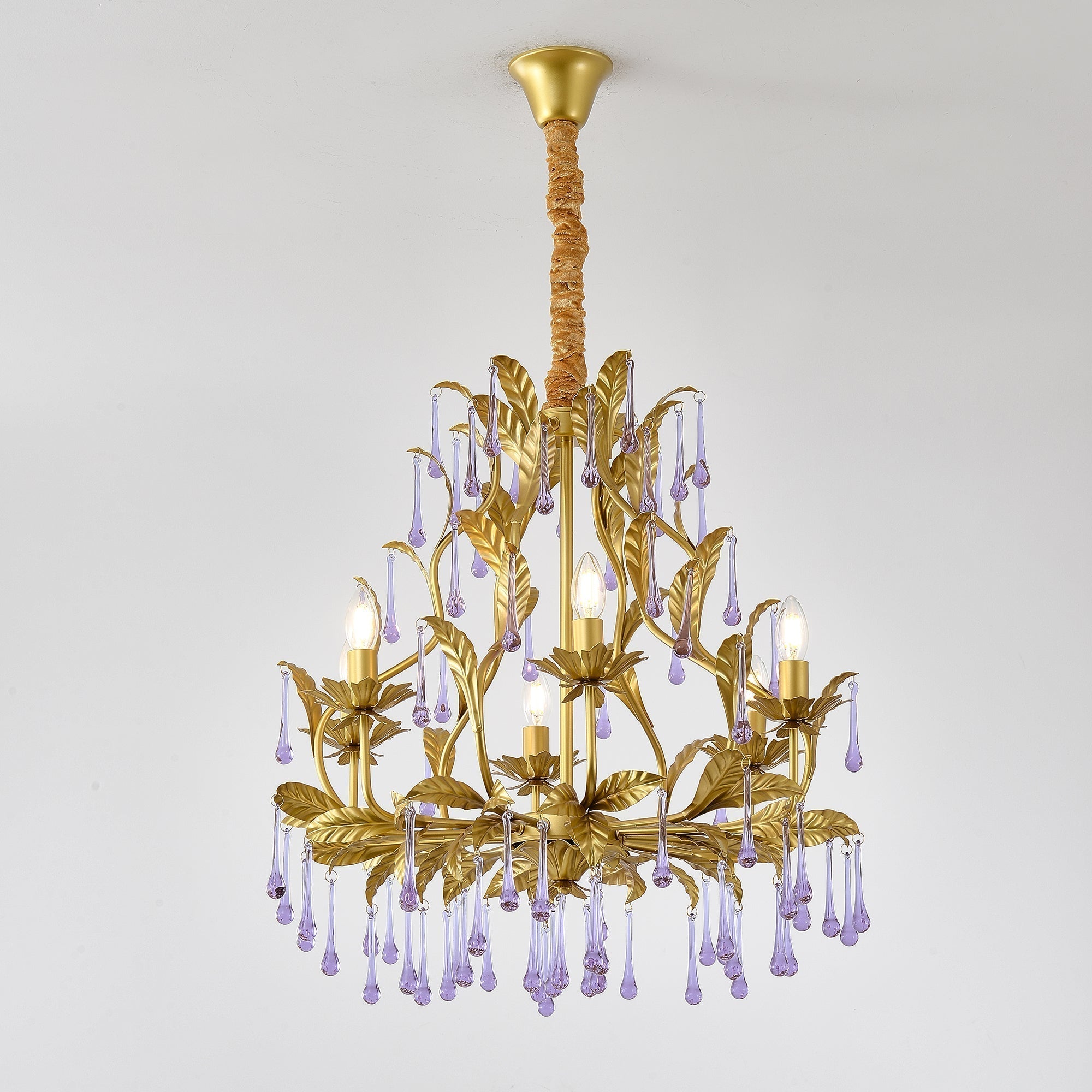 Ilvenel Postmoderner Luxus-Kronleuchter aus Violettem Glas-Letslighting
