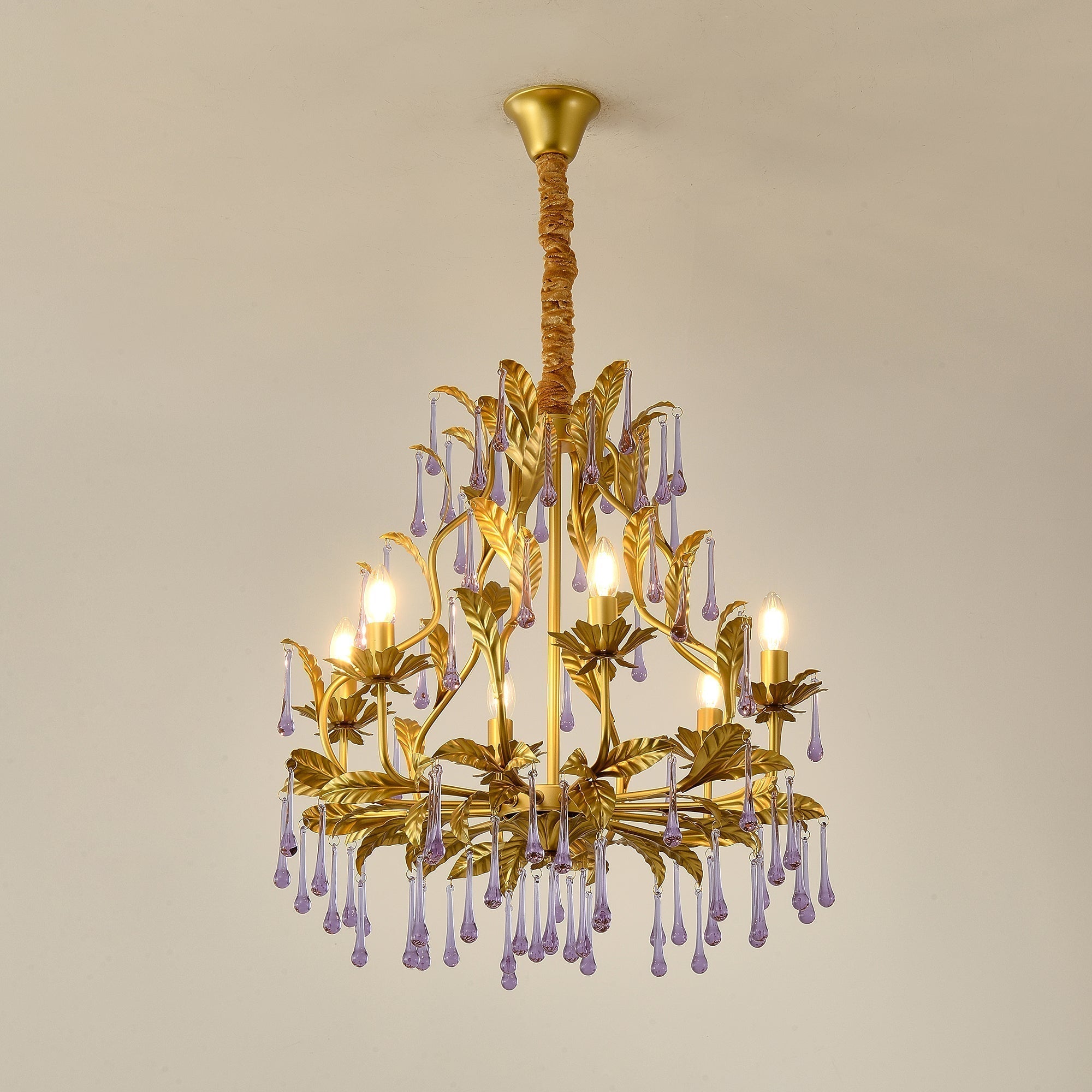Ilvenel Postmoderner Luxus-Kronleuchter aus Violettem Glas-Letslighting
