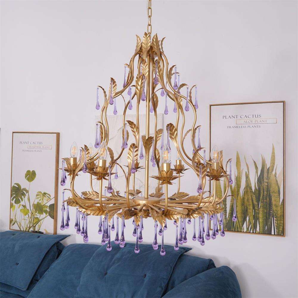 Ilvenel Postmoderner Luxus-Kronleuchter aus Violettem Glas-Letslighting