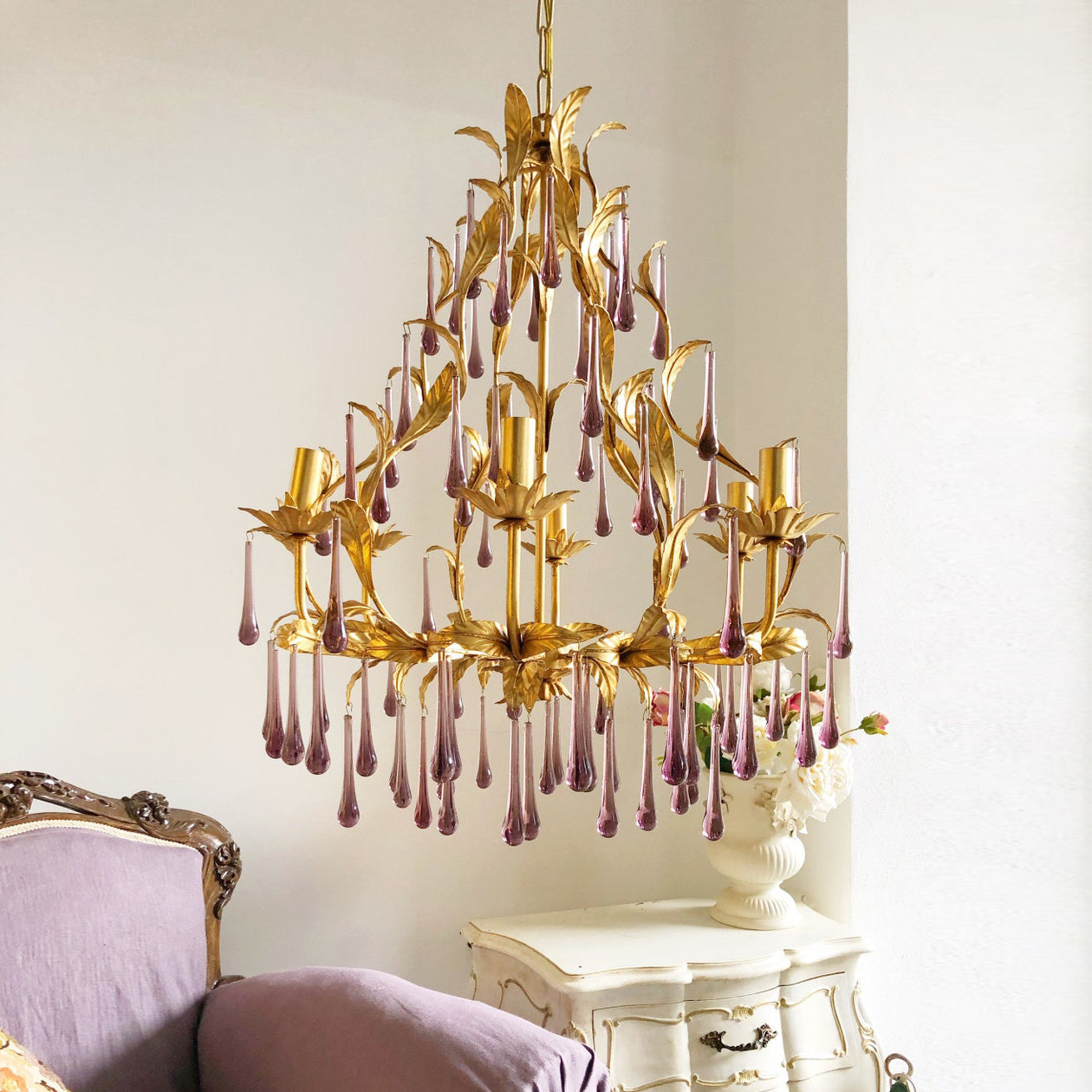 Ilvenel Postmoderner Luxus-Kronleuchter aus Violettem Glas-Letslighting