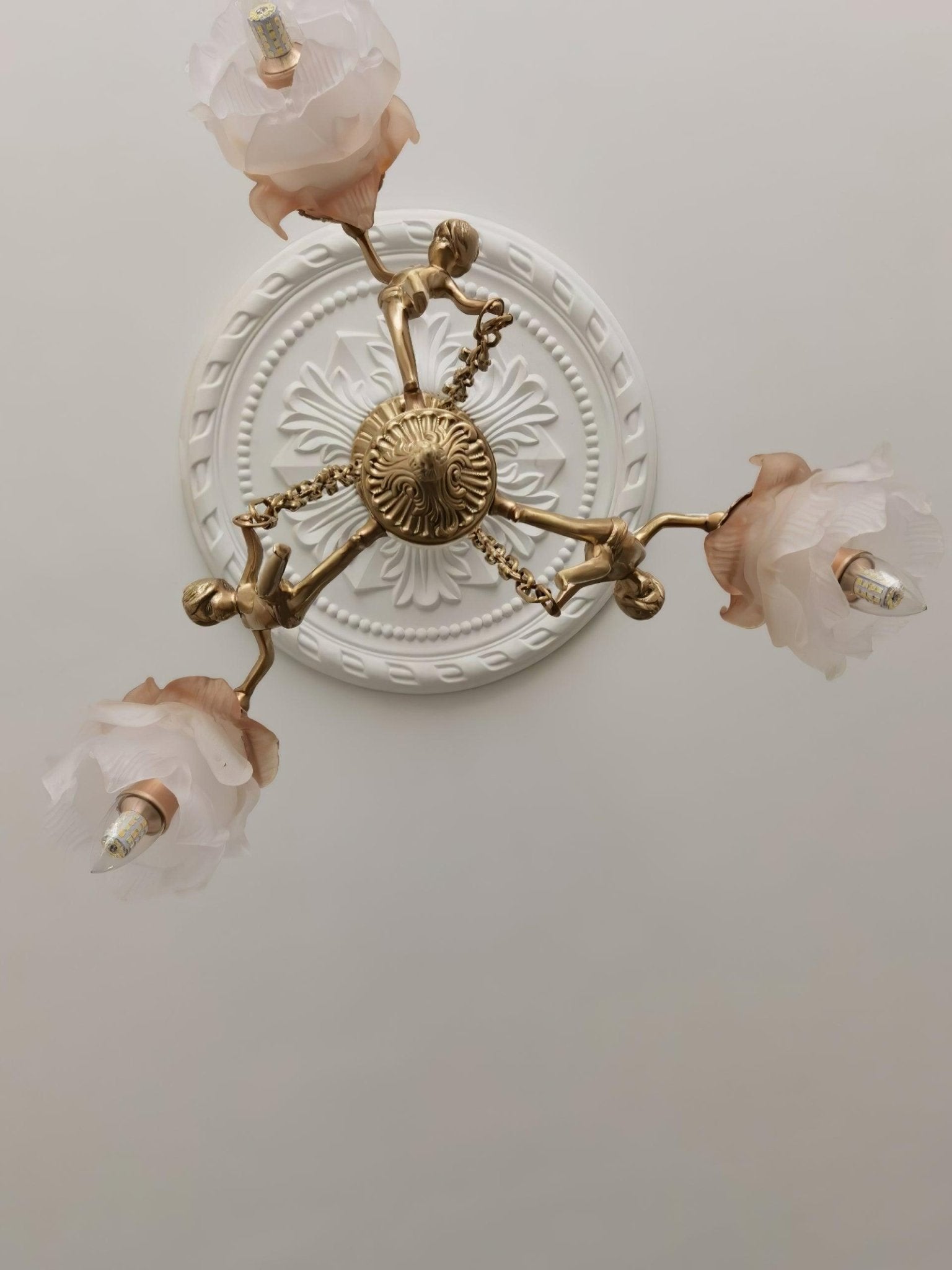 Lustra Kronleuchter Messing Aufhängung Blume Vintage-Letslighting