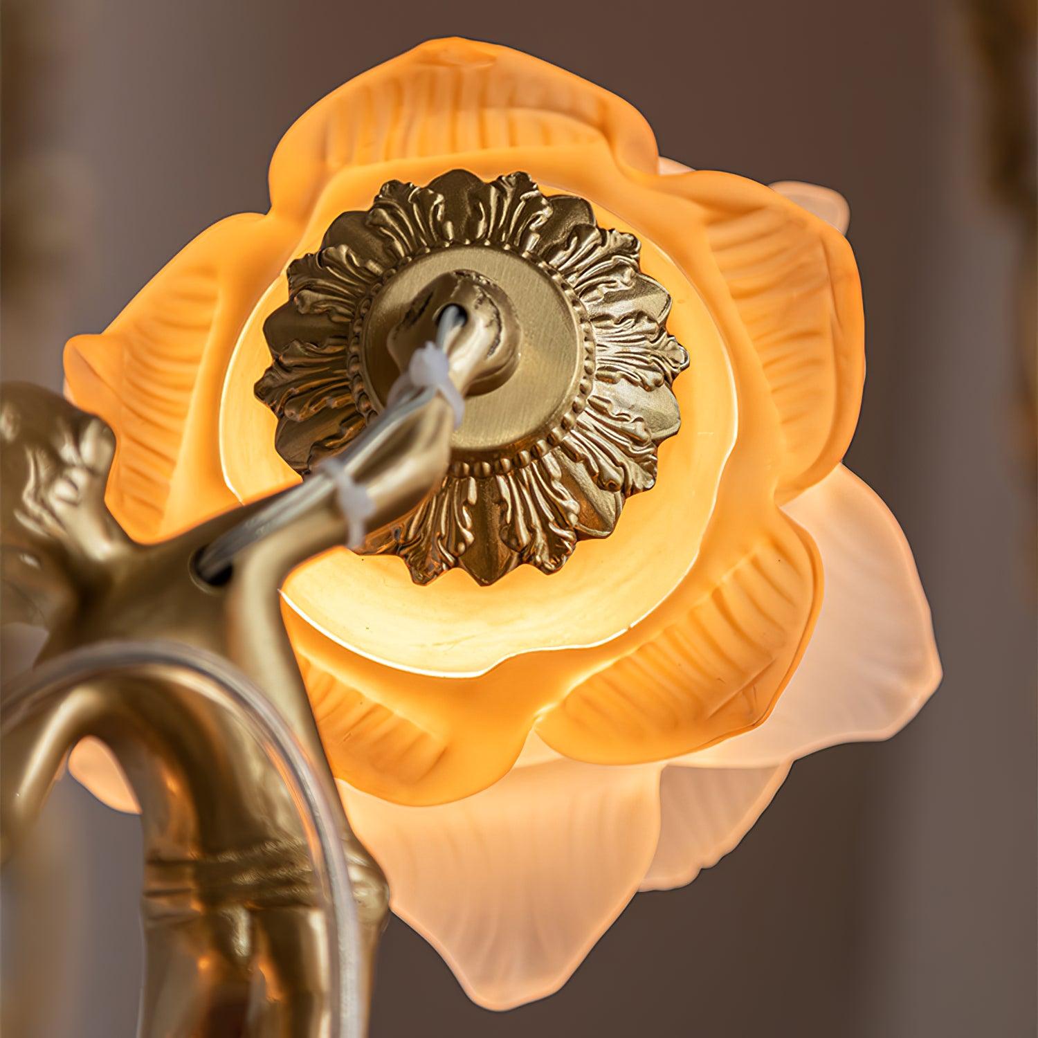 Lustra Kronleuchter Messing Aufhängung Blume Vintage-Letslighting