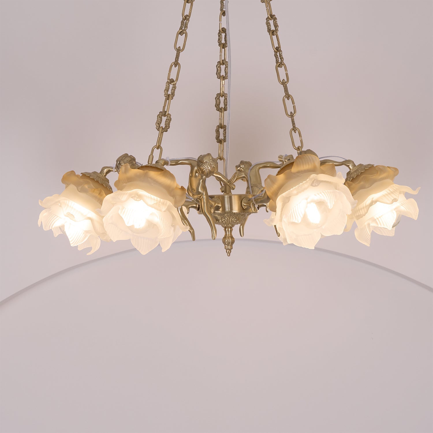 Lustra Kronleuchter Messing Aufhängung Blume Vintage-Letslighting