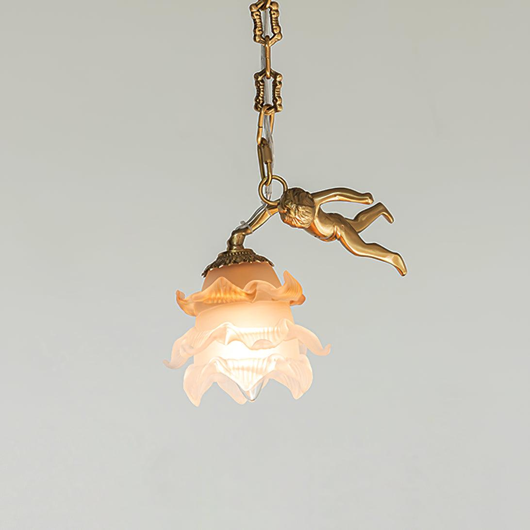 Lustra Kronleuchter Messing Aufhängung Blume Vintage-Letslighting