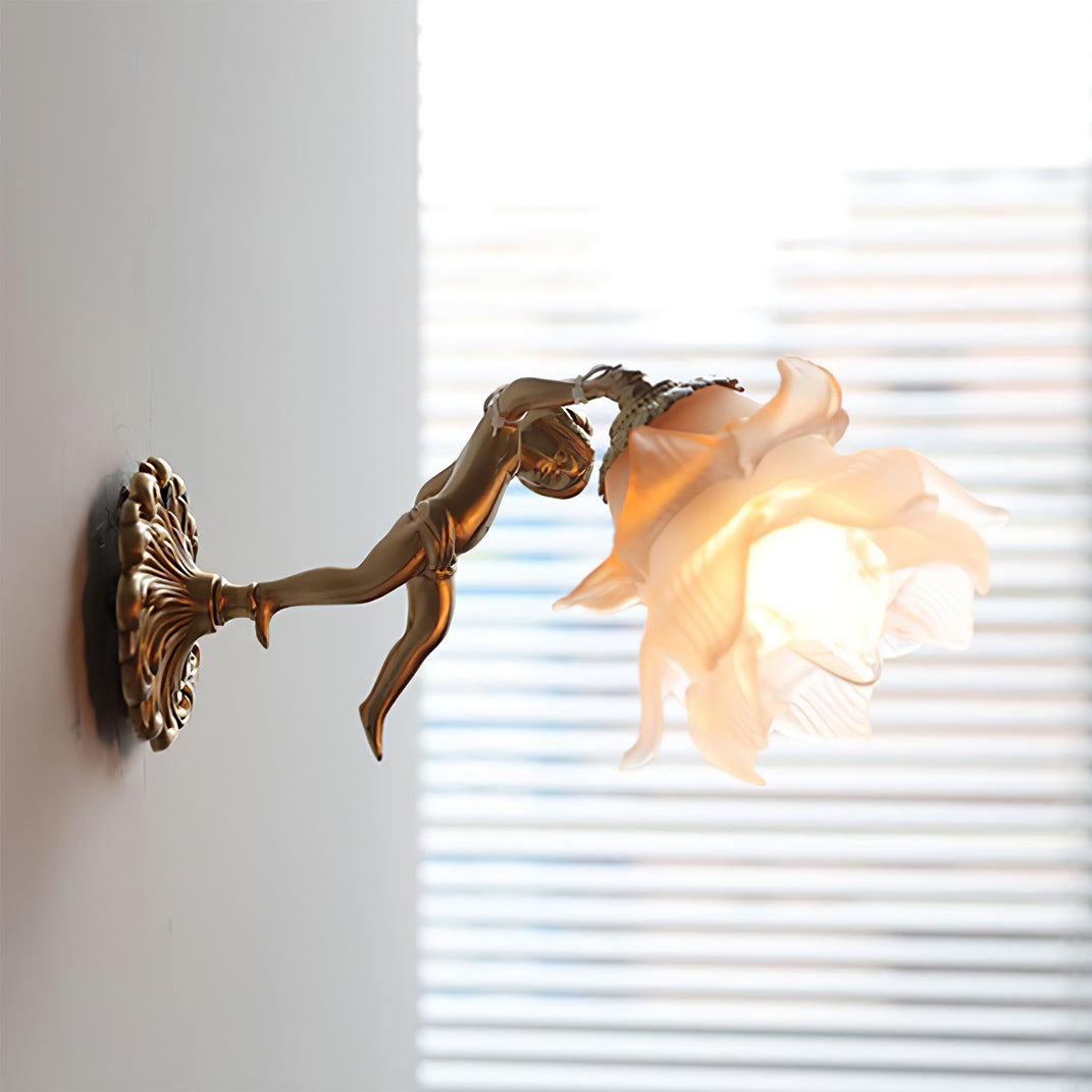 Arque Glas-Rosen-Wandleuchte