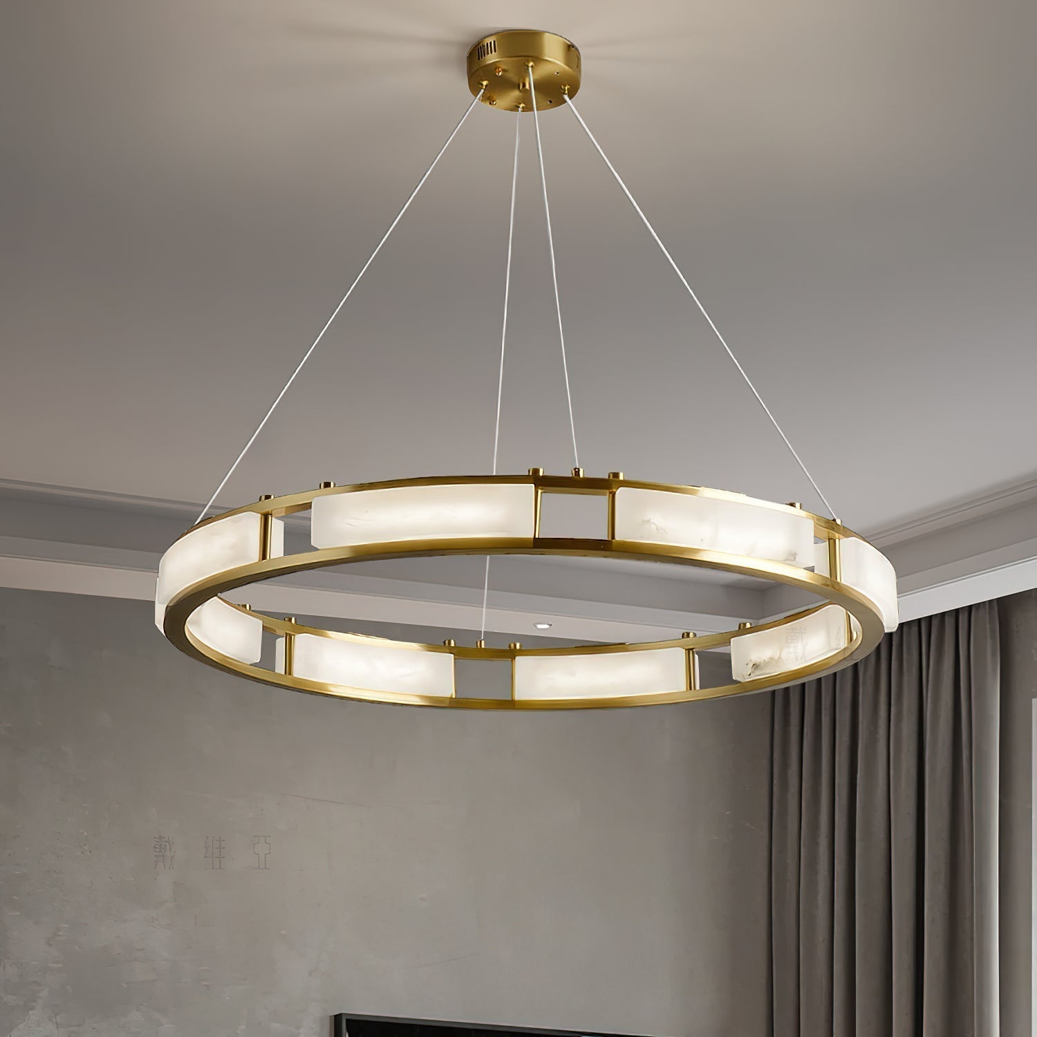 Cuzora Modern Minimalist Brass Alabaster Chandelier - Letslighting