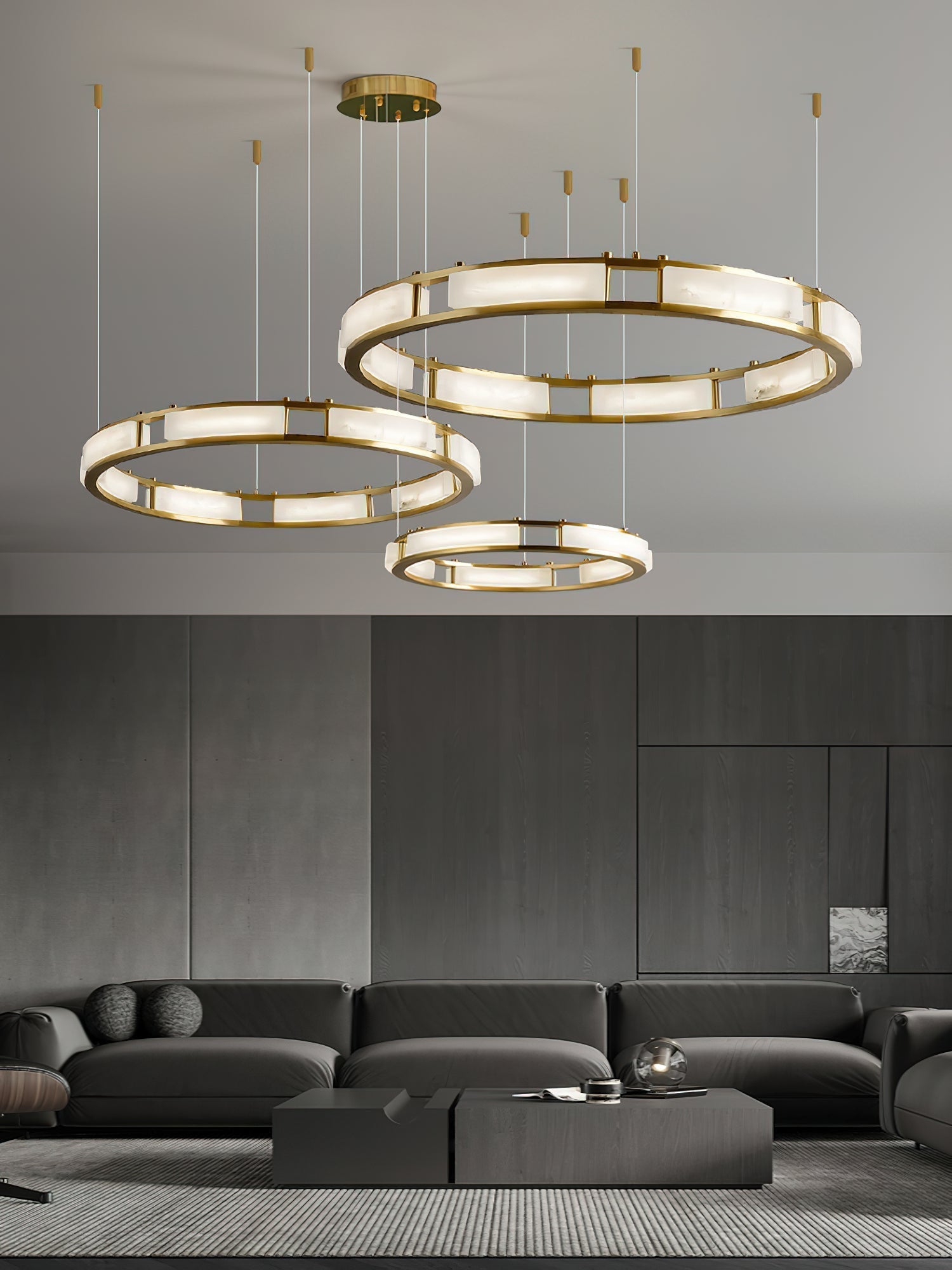 Cuzora Modern Minimalist Brass Alabaster Chandelier - Letslighting