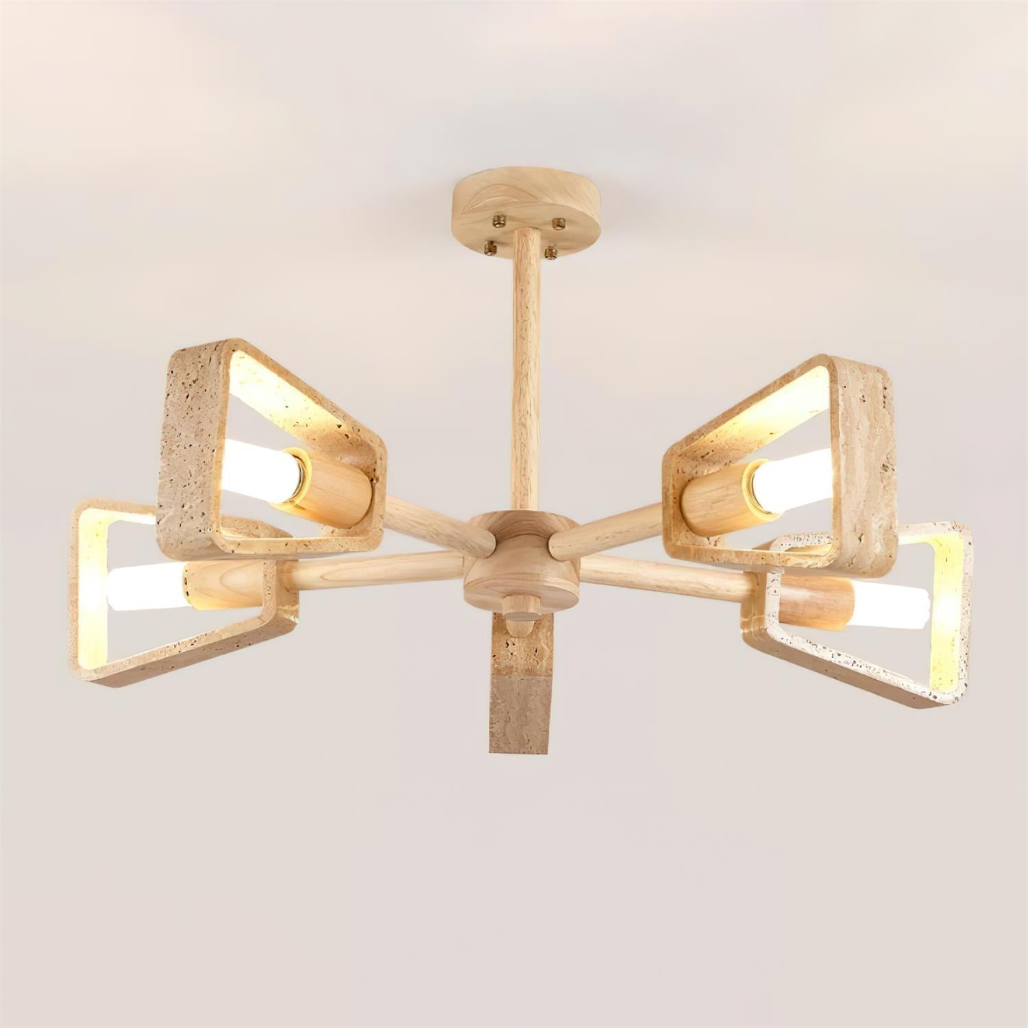 Feyno Travertine & Wood Ceiling Light - Letslighting