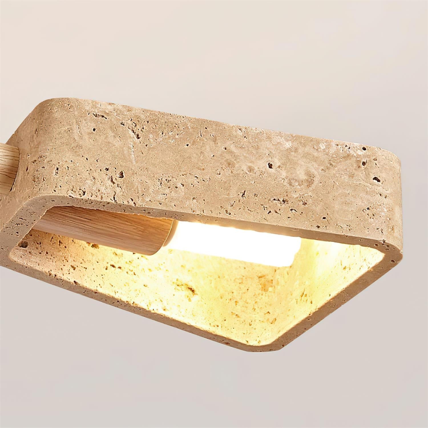 Feyno Travertine & Wood Ceiling Light - Letslighting