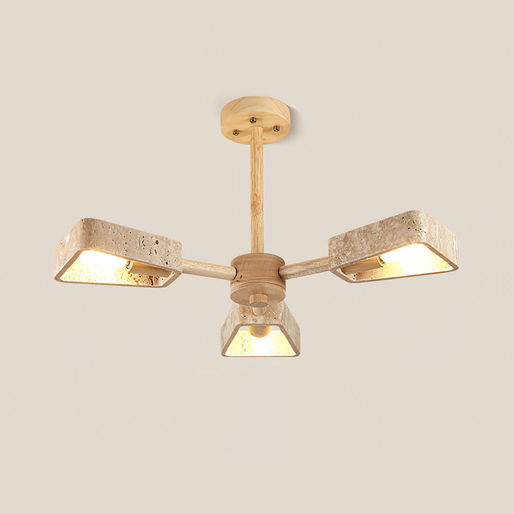 Feyno Travertine & Wood Ceiling Light - Letslighting