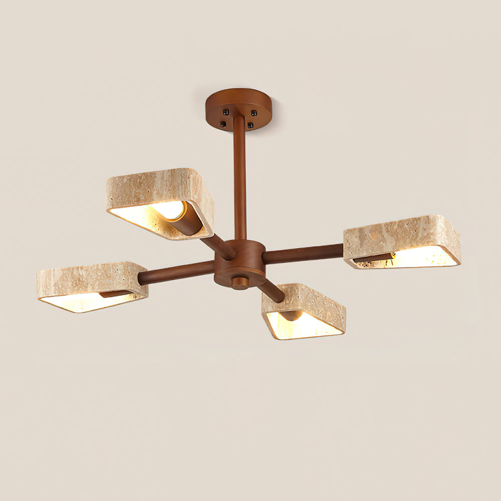 Feyno Travertine & Wood Ceiling Light - Letslighting