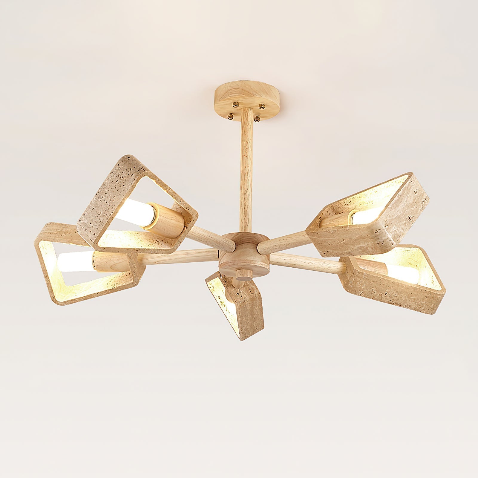 Feyno Travertine & Wood Ceiling Light - Letslighting