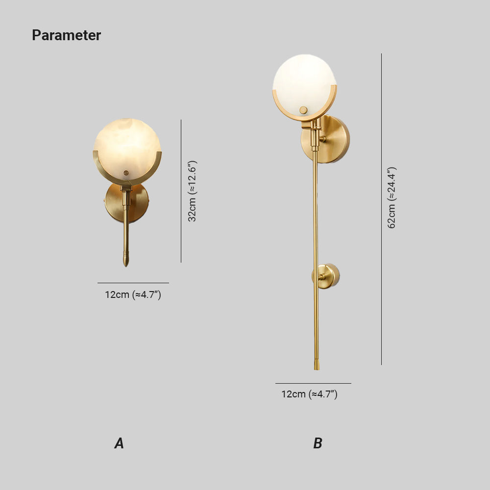 Bravi Wandleuchte aus Messing mit Alabaster