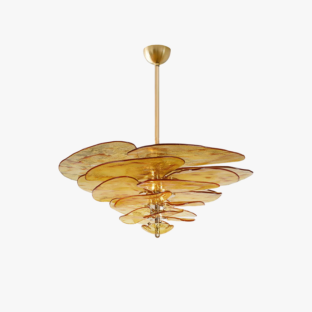 Lotus Moderner Kronleuchter aus Glas mit blättriger Schichtung