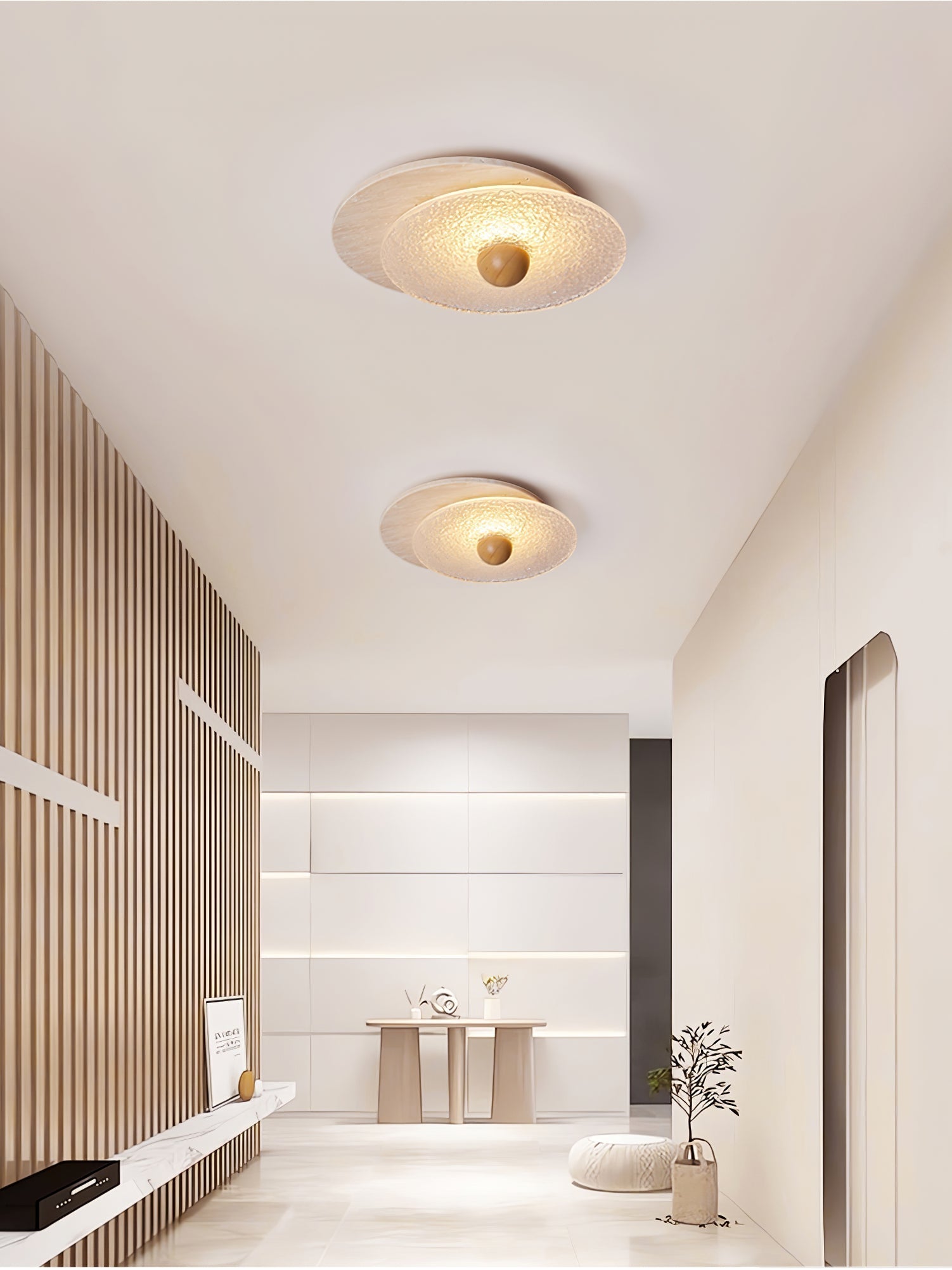 Orlora Circular Travertine Ceiling Light - Neutralighting