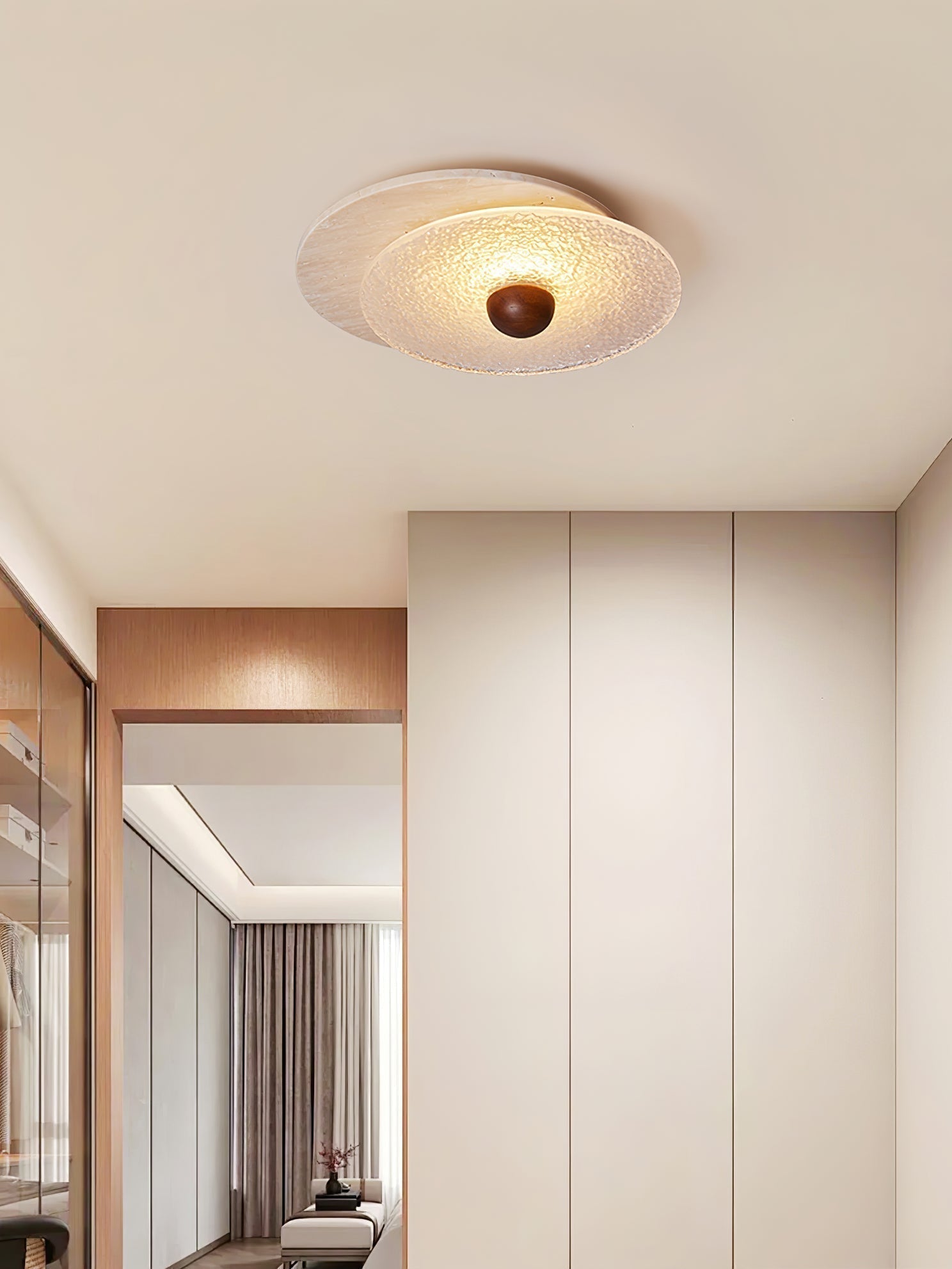 Orlora Circular Travertine Ceiling Light - Neutralighting