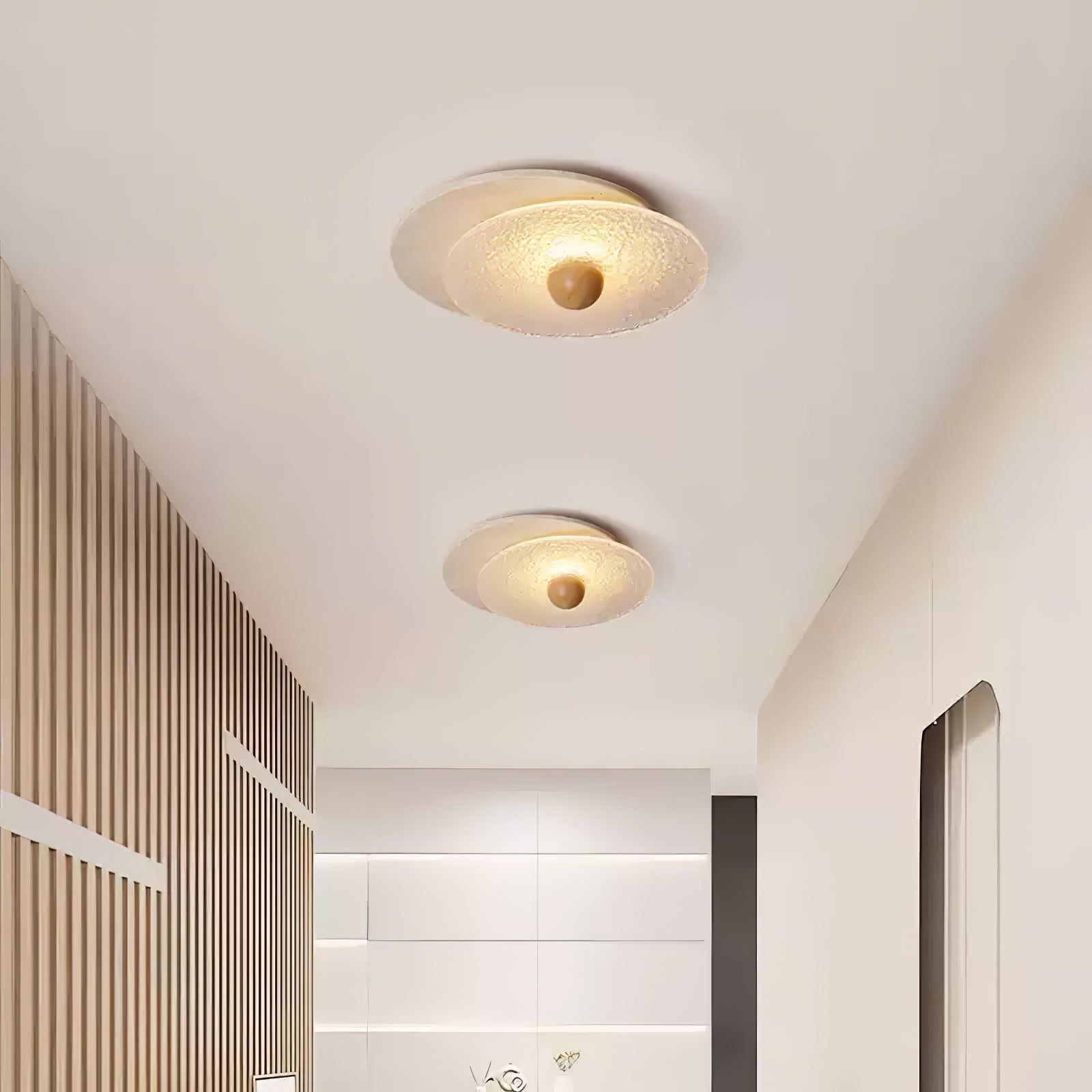 Orlora Circular Travertine Ceiling Light - Neutralighting