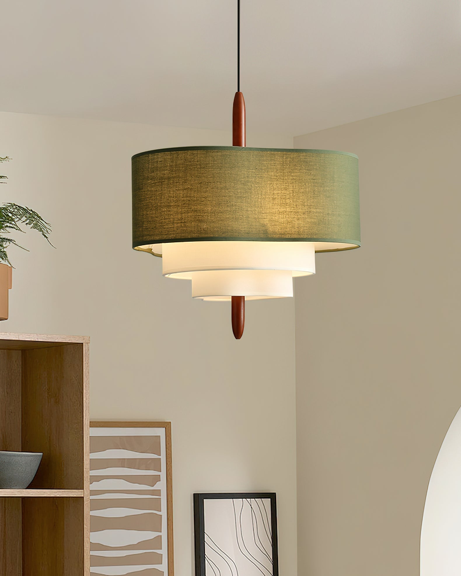Ophel Pendelleuchte Grün Modern Geschichteter Stoffschirm-Letslighting