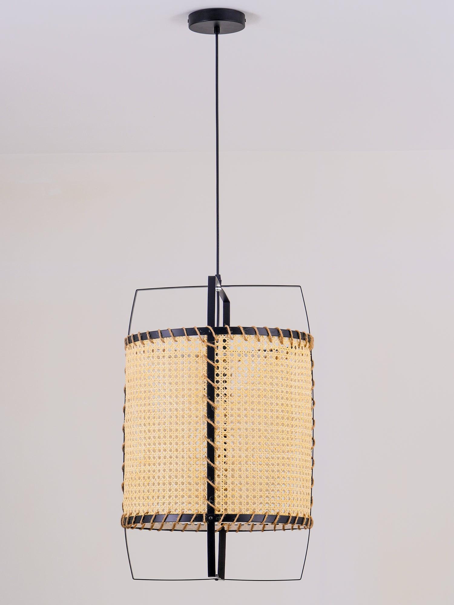 Solara Pendelleuchte Rattan Geflecht Rahmen Industrie-Letslighting