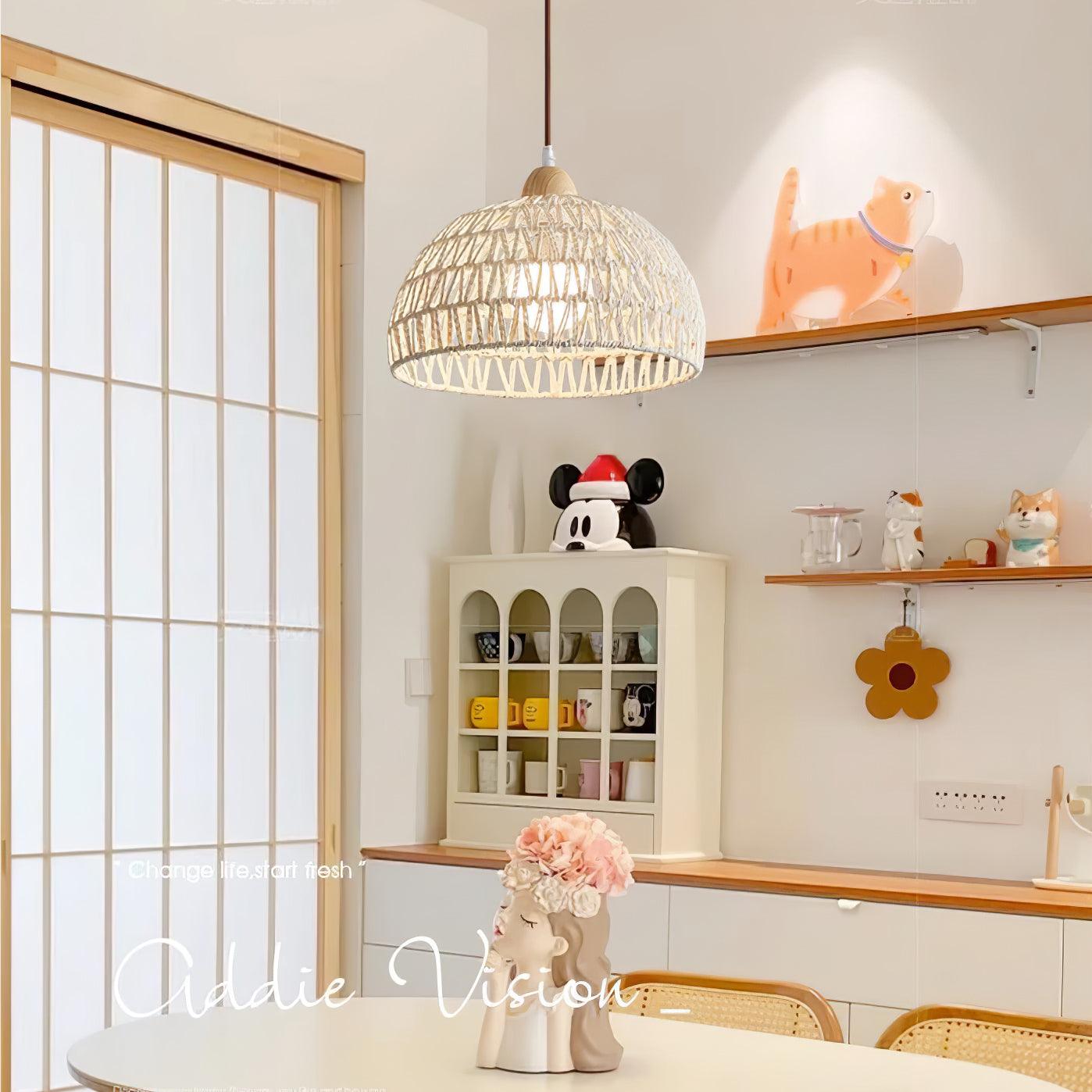 Calyran Rattan Holz Pendelleuchte-Letslighting