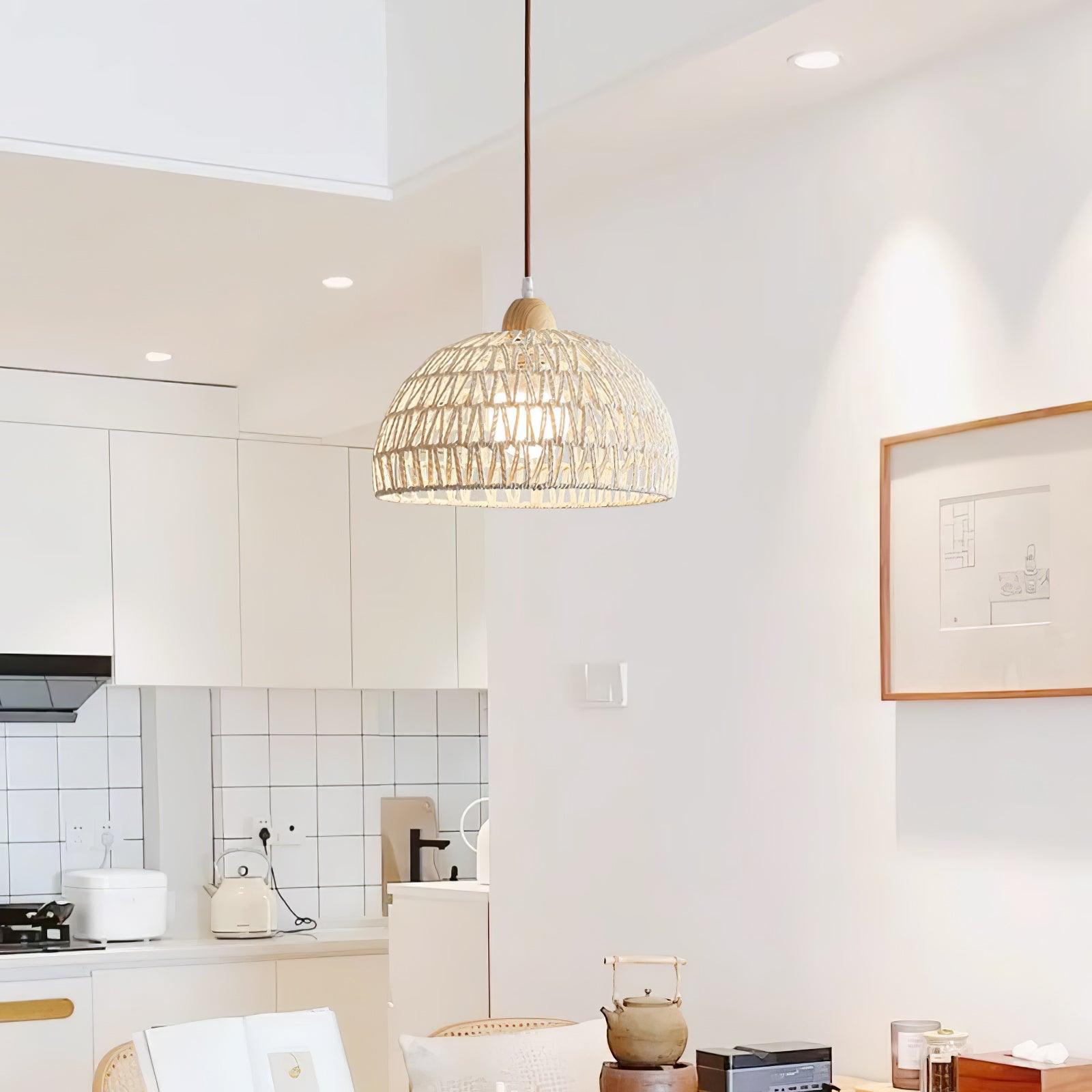 Calyran Rattan Holz Pendelleuchte-Letslighting