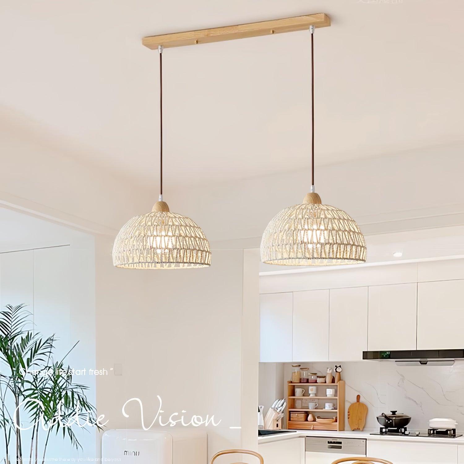 Calyran Rattan Holz Pendelleuchte-Letslighting
