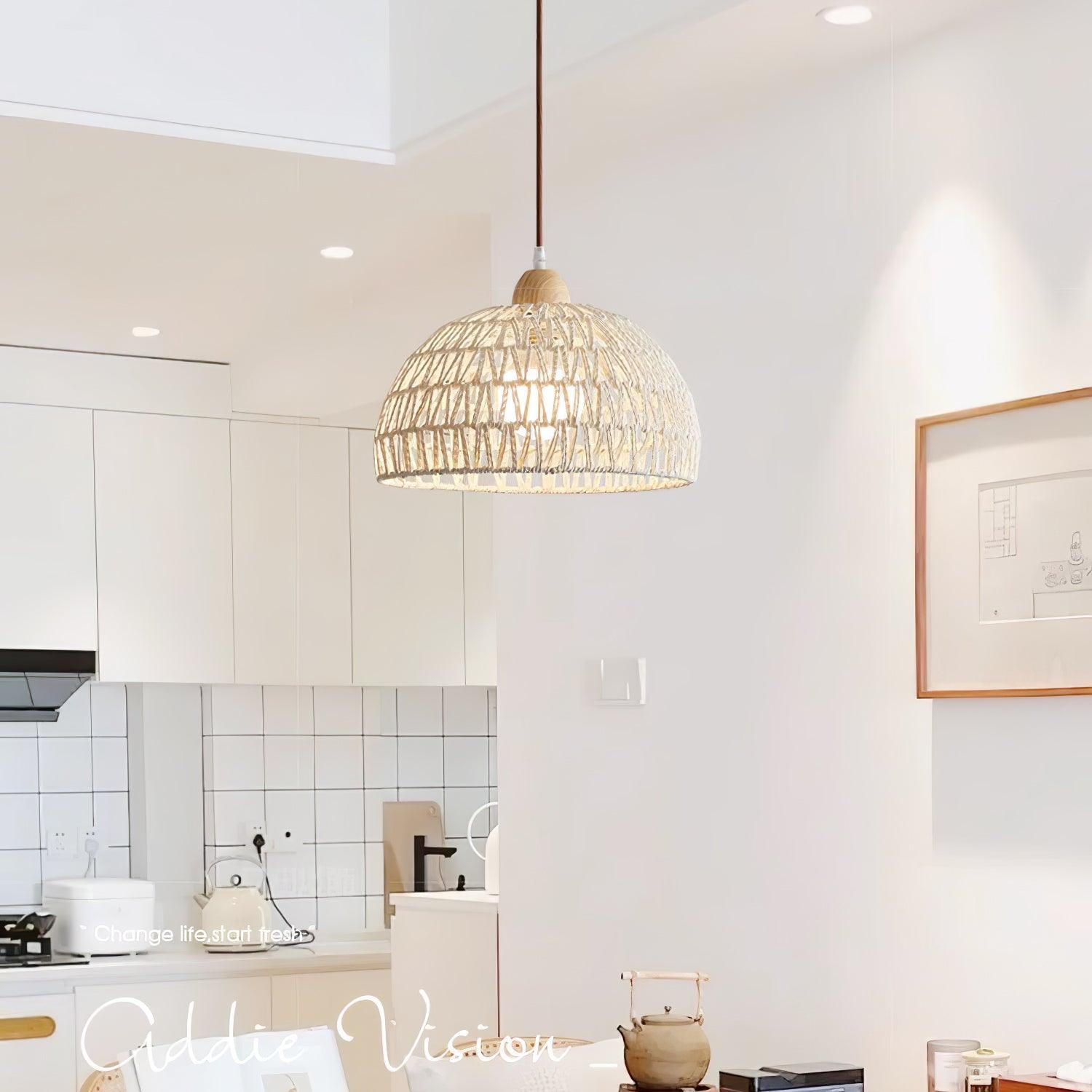 Calyran Rattan Holz Pendelleuchte-Letslighting