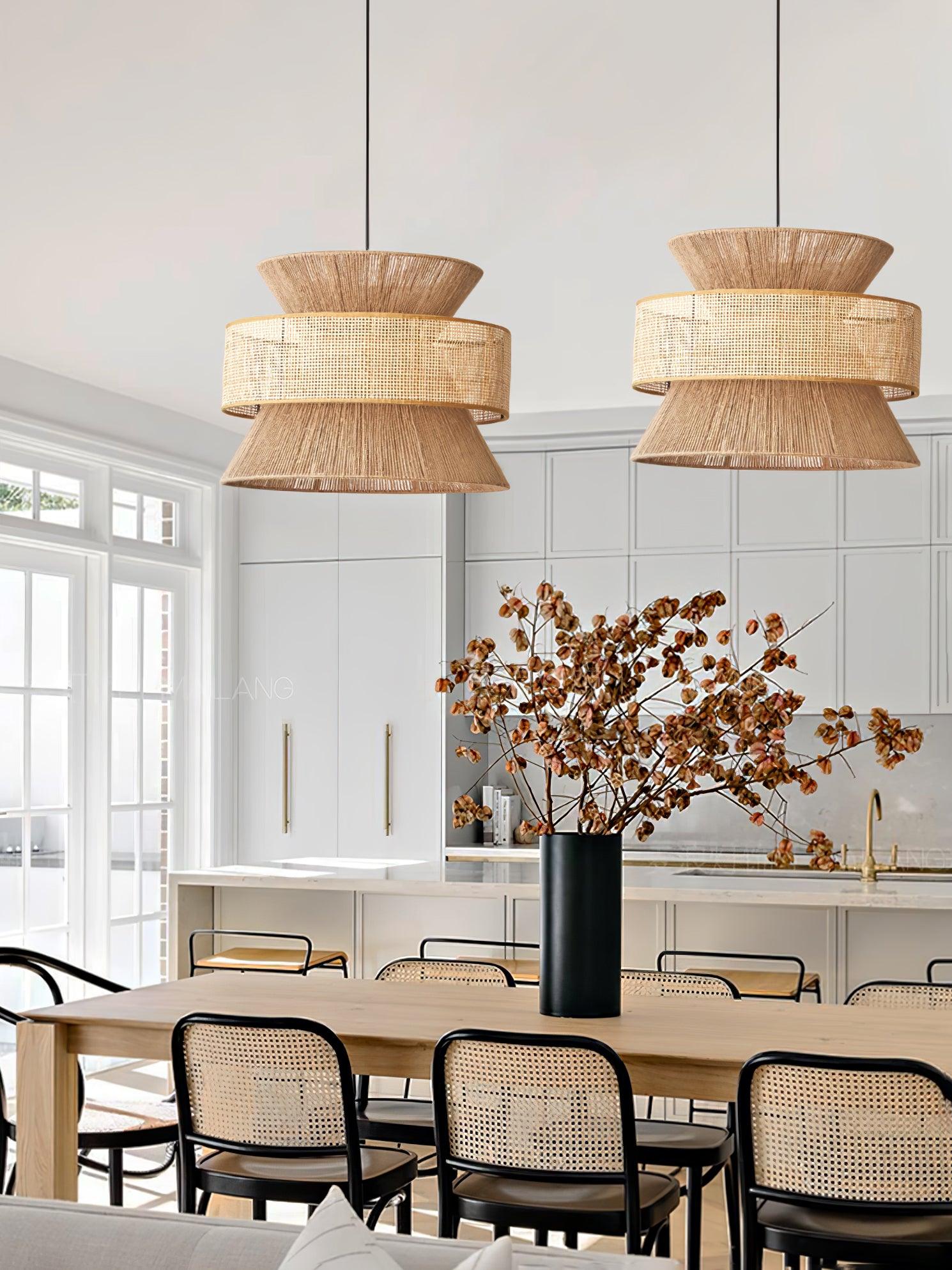 Ophelia Pendelleuchte Natur Rattan Geflochten-Letslighting