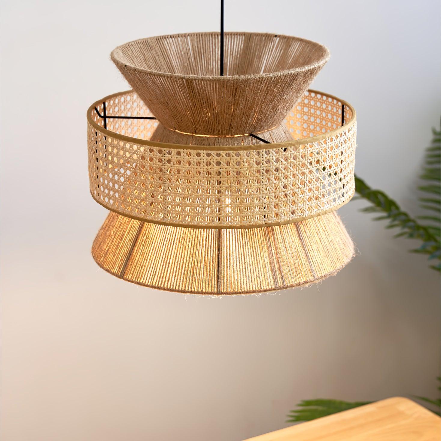 Ophelia Pendelleuchte Natur Rattan Geflochten-Letslighting