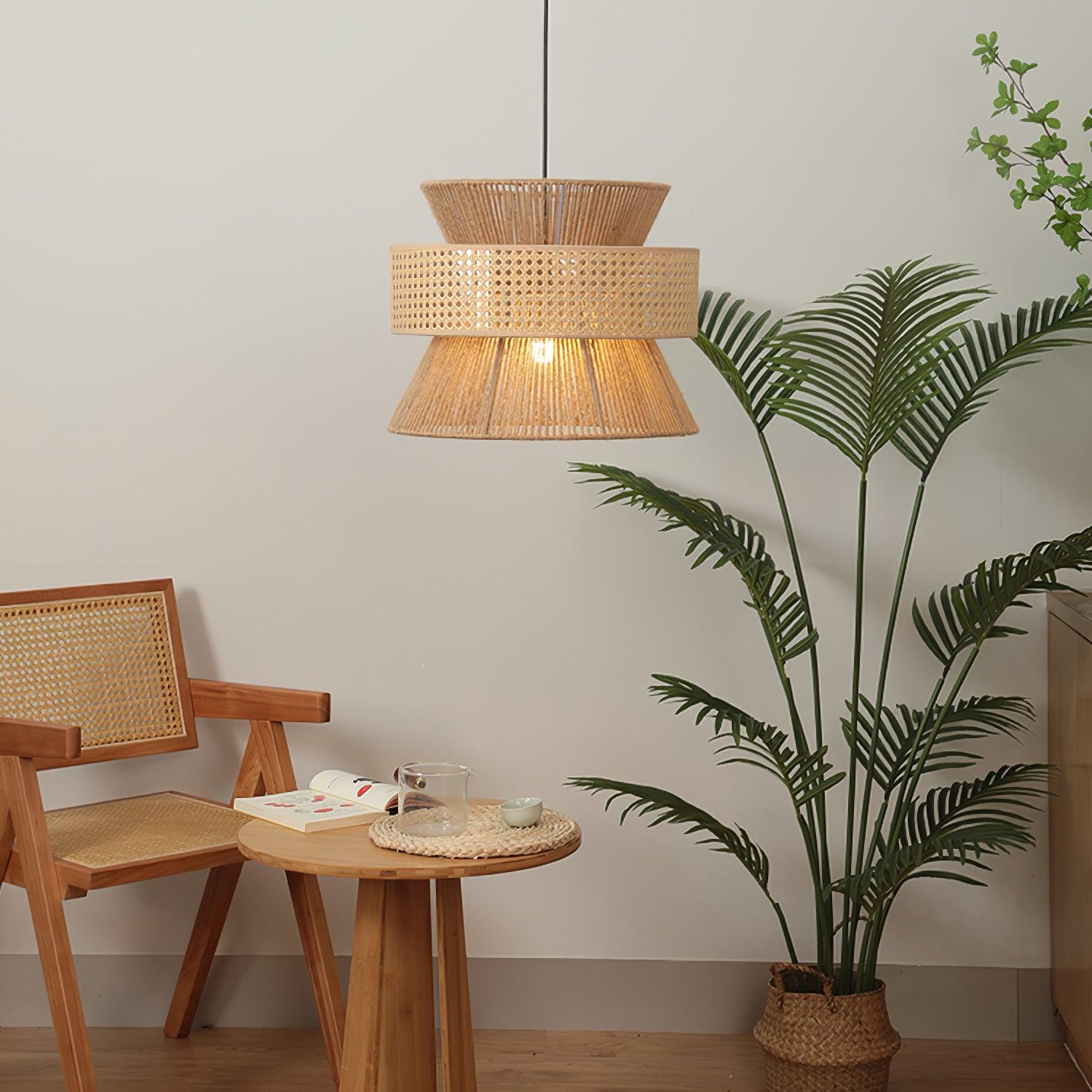 Ophelia Pendelleuchte Natur Rattan Geflochten-Letslighting