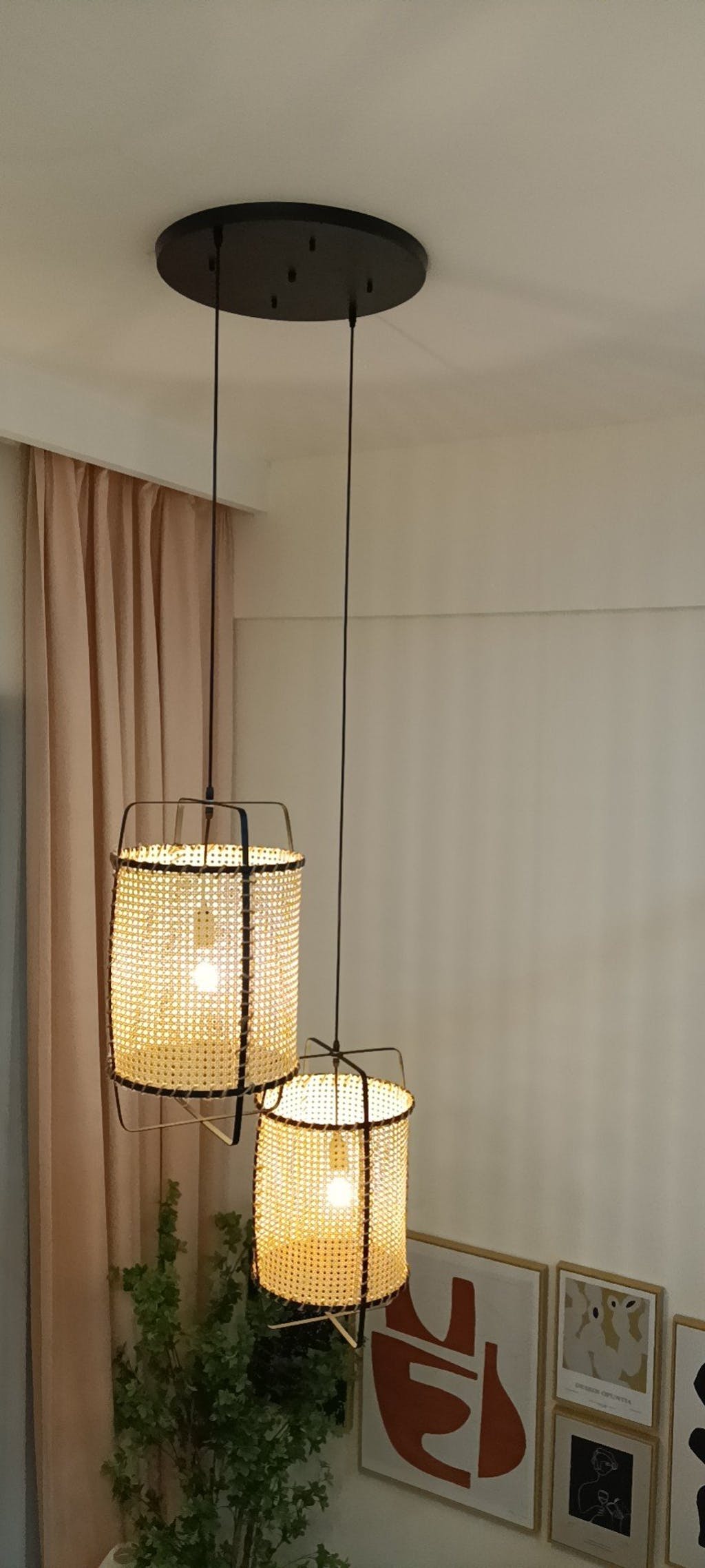 Solara Pendelleuchte Rattan Geflecht Rahmen Industrie-Letslighting