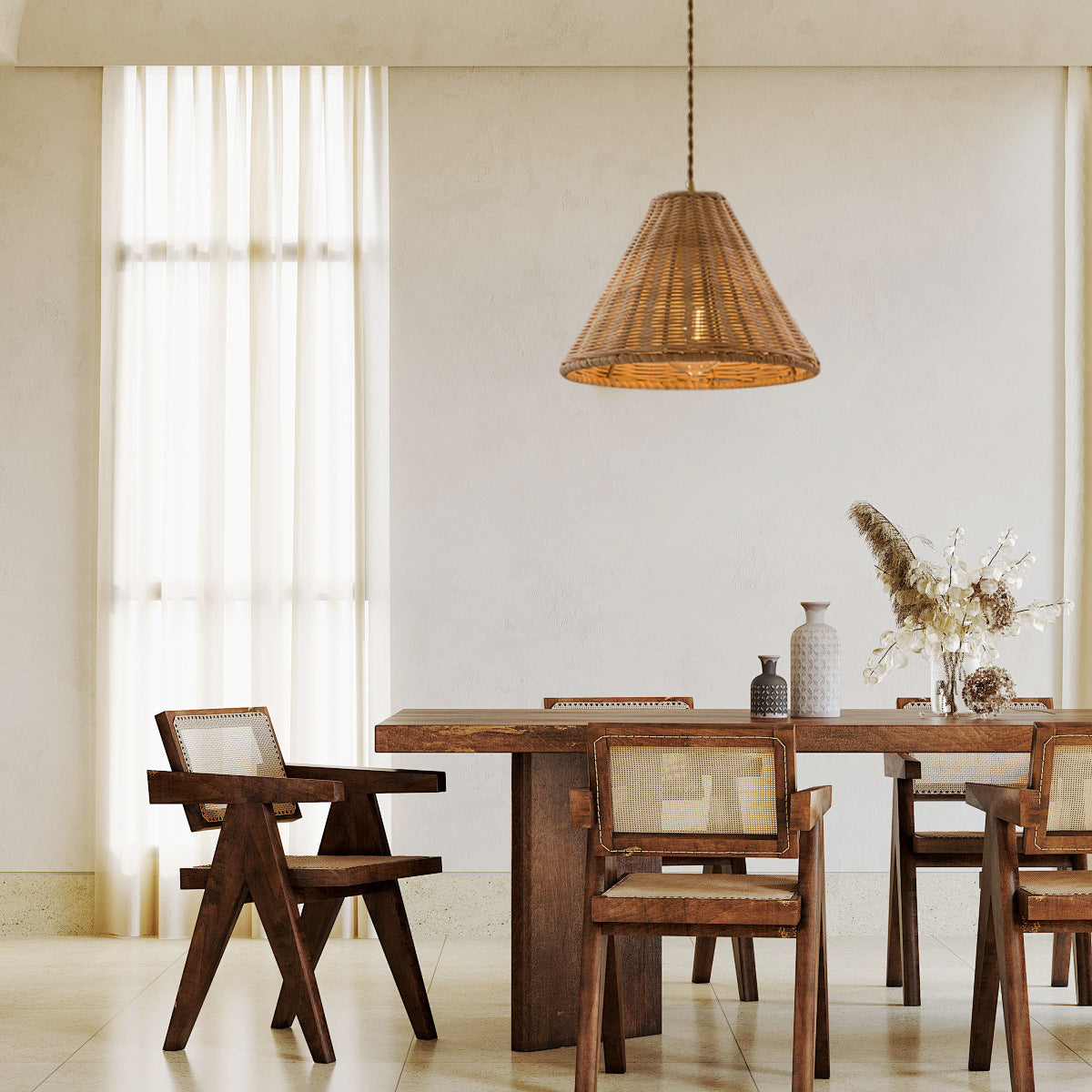 Piper Natürliche Minimalistische Rattan-Pendelleuchte-Letslighting
