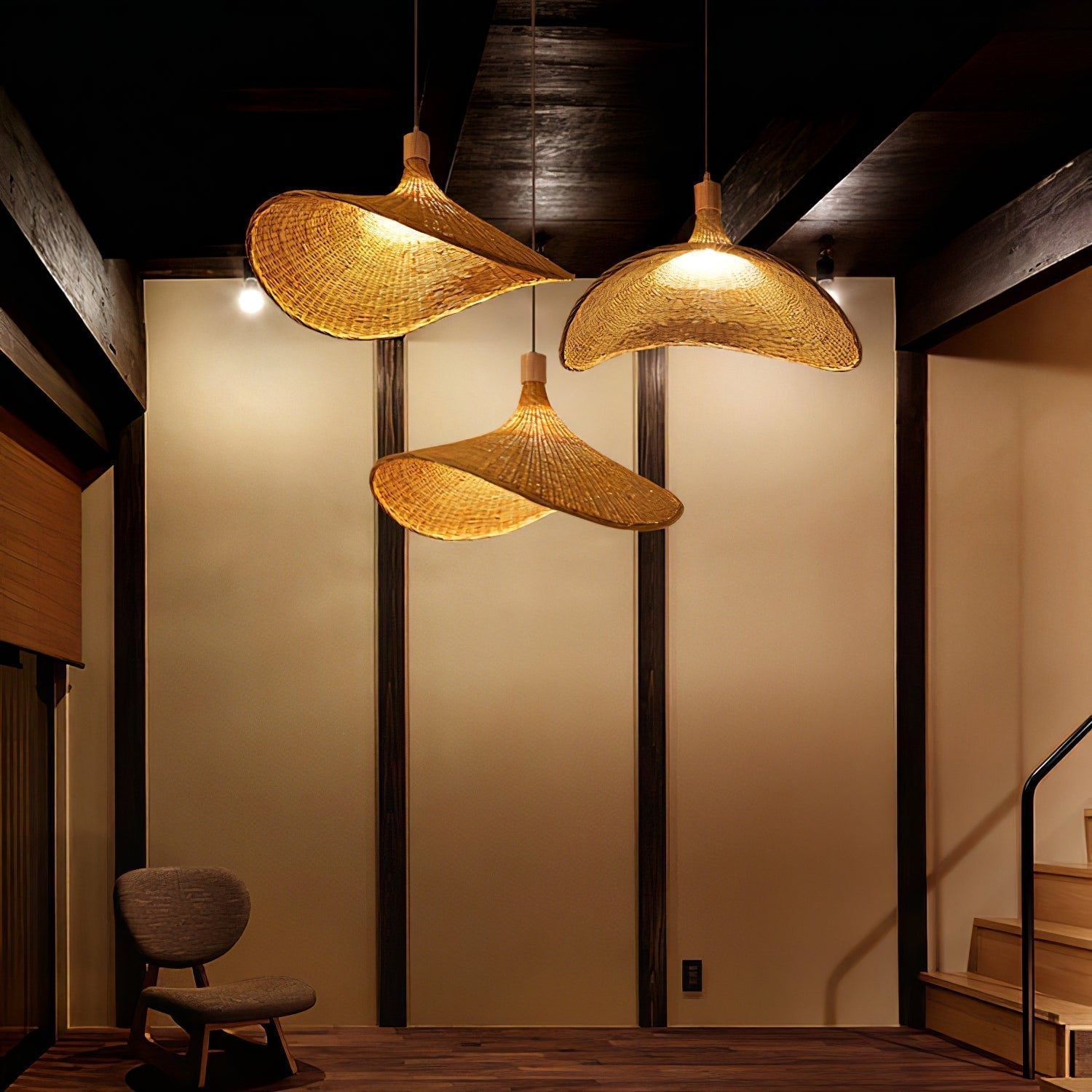 Marona Rattan-Vintage-Pendelleuchte-Letslighting