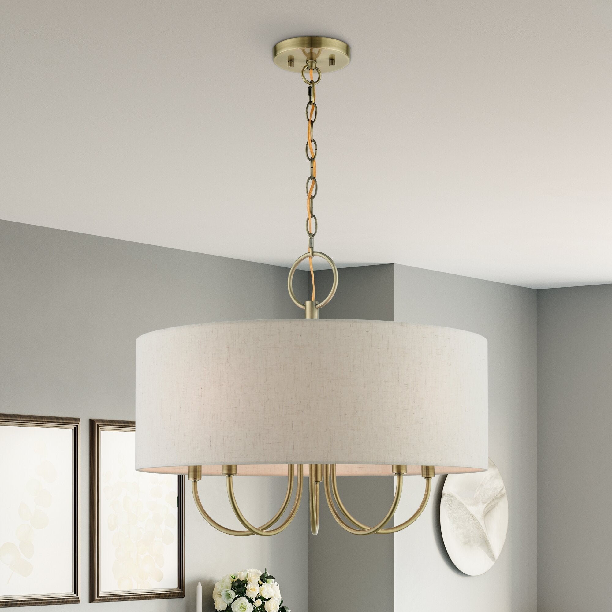 Ovyneth Klassischer Vintage-Trommel-Stoff-Kronleuchter-Letslighting
