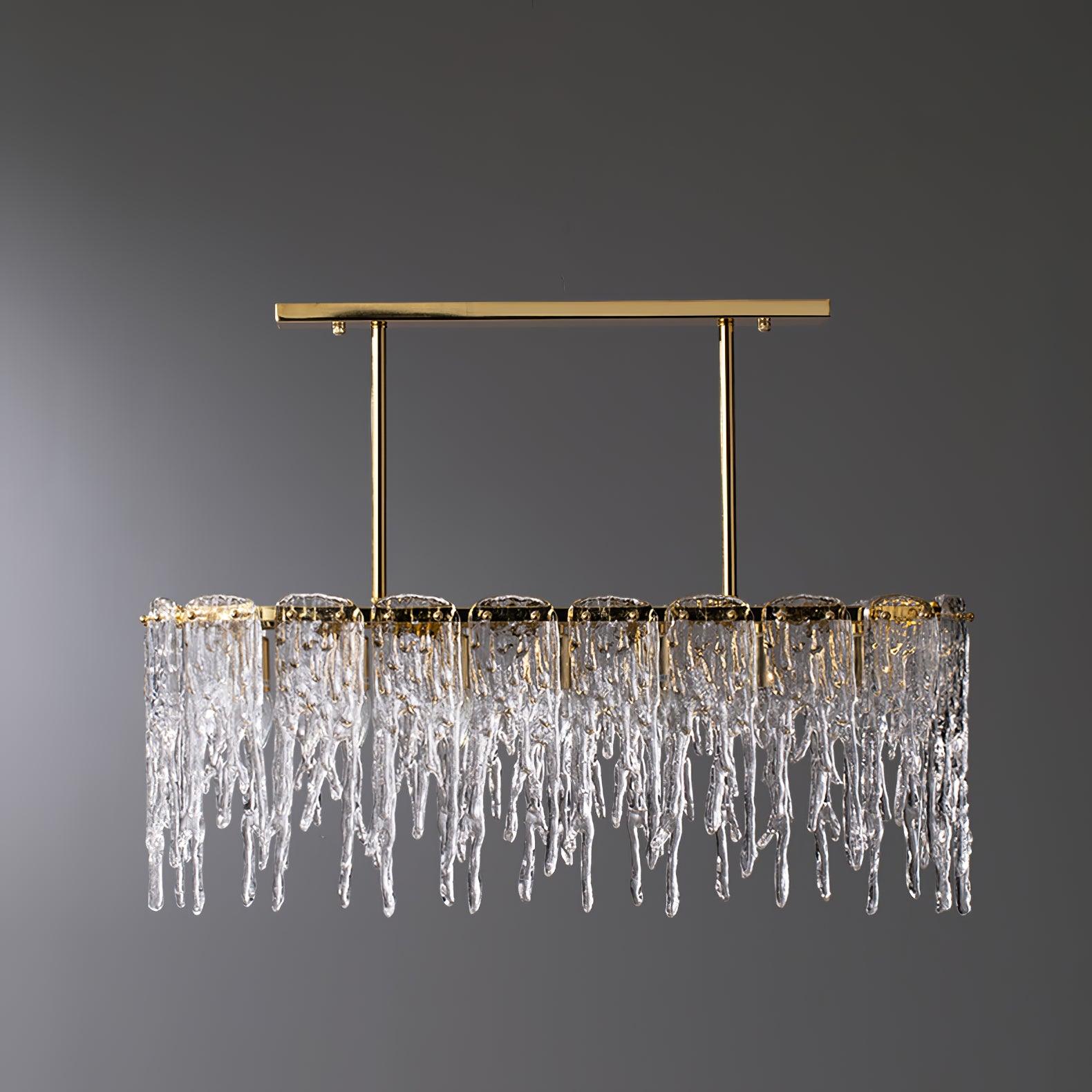 Cathaa Postmoderne Luxus-Kronleuchter "Rectangular Icicle" aus Glas und Kristall-Letslighting