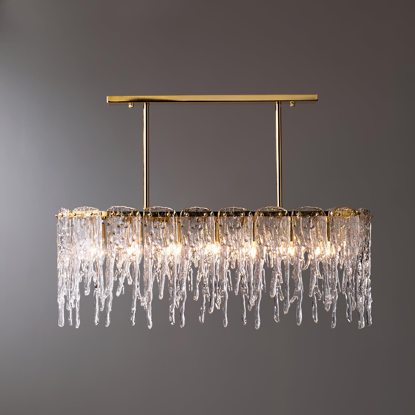 Cathaa Postmoderne Luxus-Kronleuchter "Rectangular Icicle" aus Glas und Kristall-Letslighting
