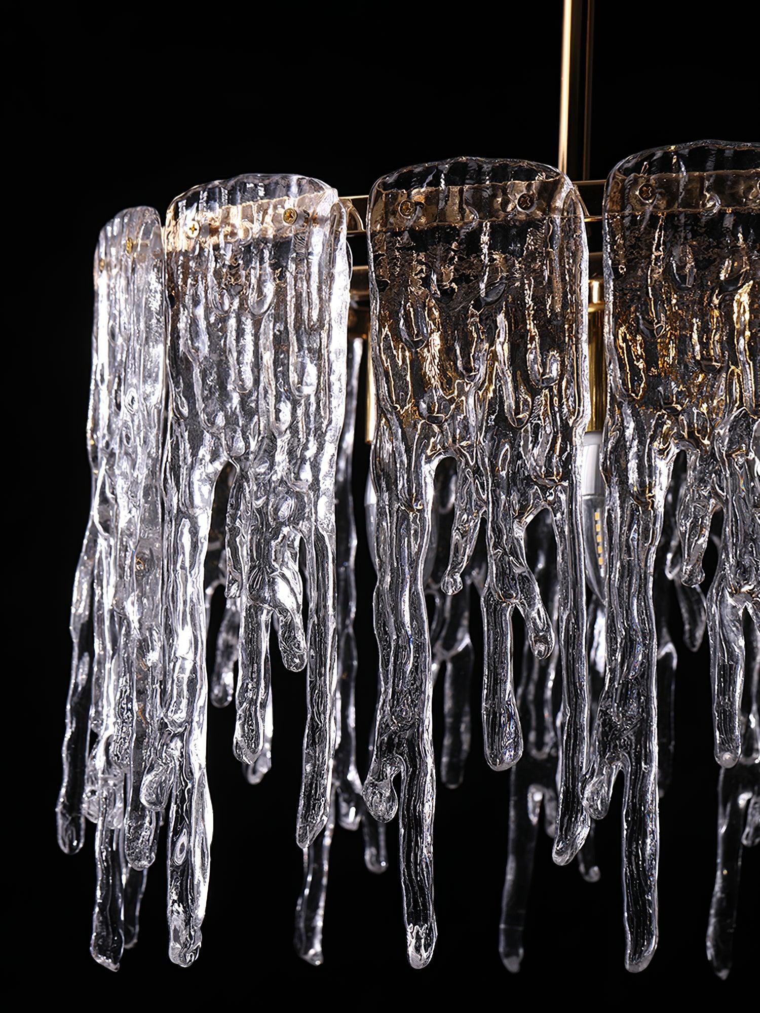 Cathaa Postmoderne Luxus-Kronleuchter "Rectangular Icicle" aus Glas und Kristall-Letslighting