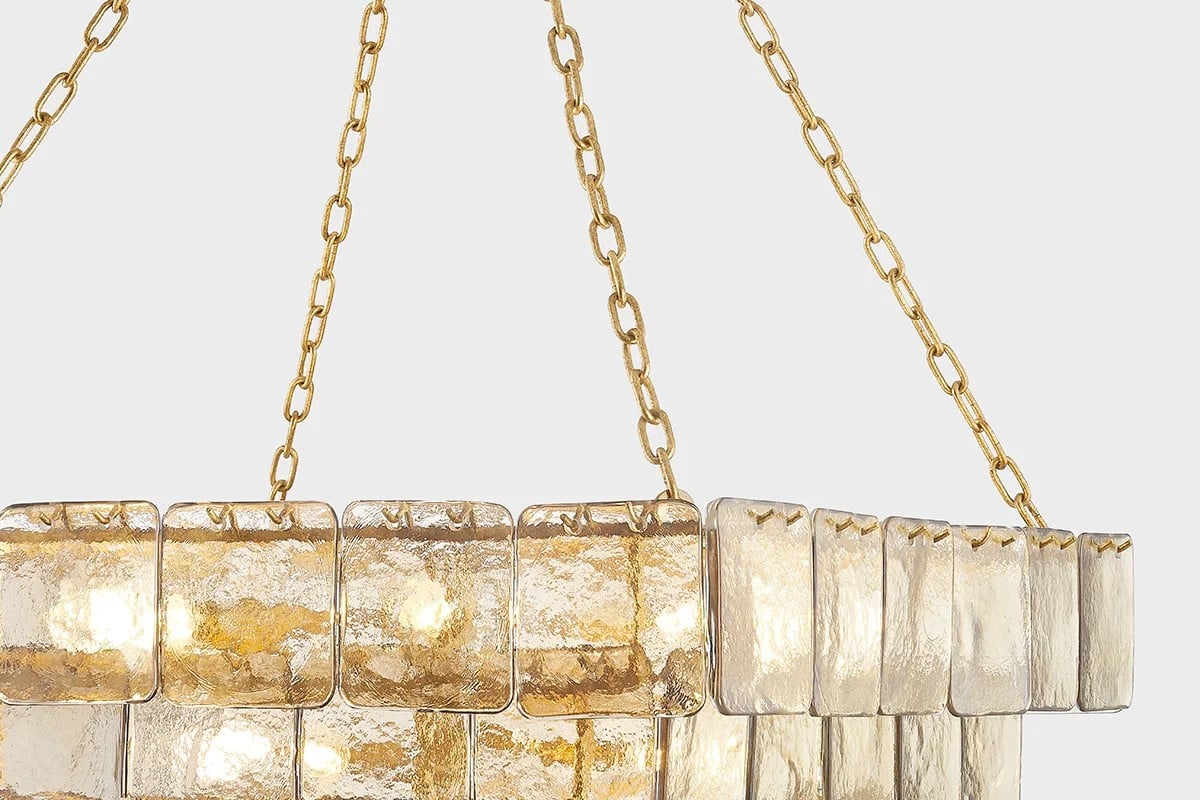 Aurora Chandelier Chain Champagne Piastre Glass Tiered - Neutralighting