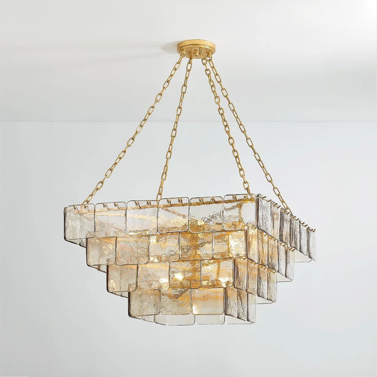 Aurora Chandelier Chain Champagne Piastre Glass Tiered - Neutralighting