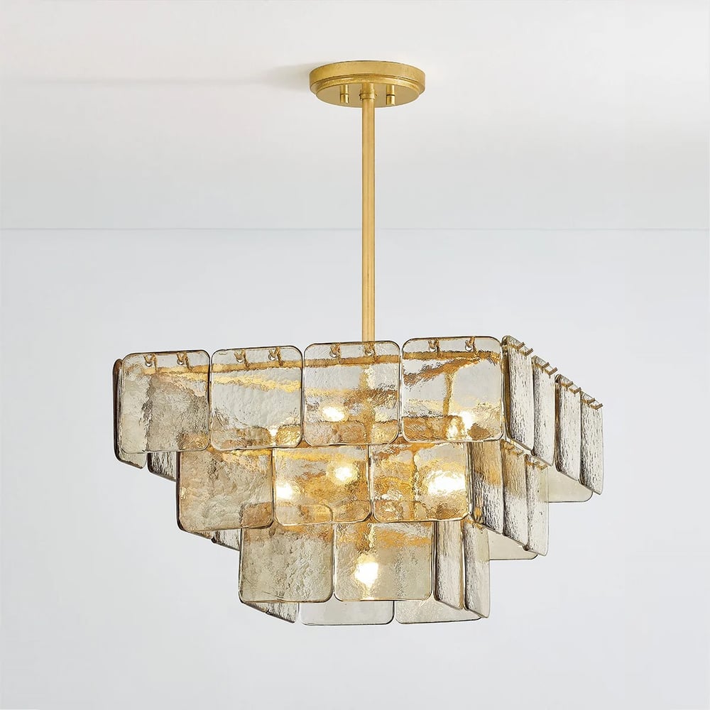 Aurora Chandelier Champagne Piastre Glass Modern - Neutralighting