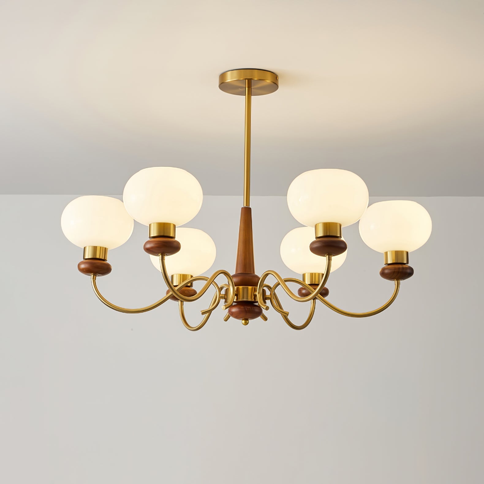 Lustra Kronleuchter Messing Holz Globe Classic-Letslighting