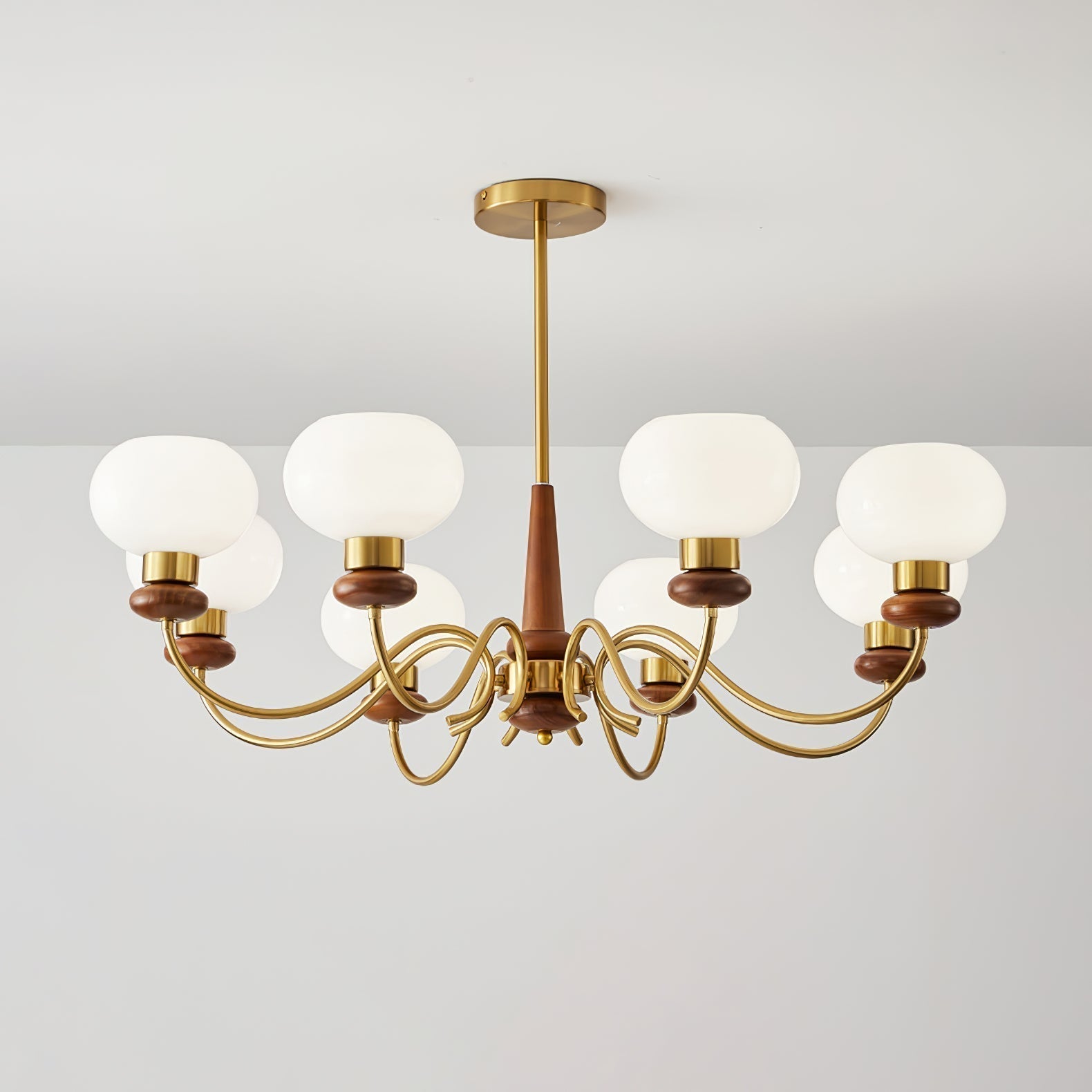 Lustra Kronleuchter Messing Holz Globe Classic-Letslighting